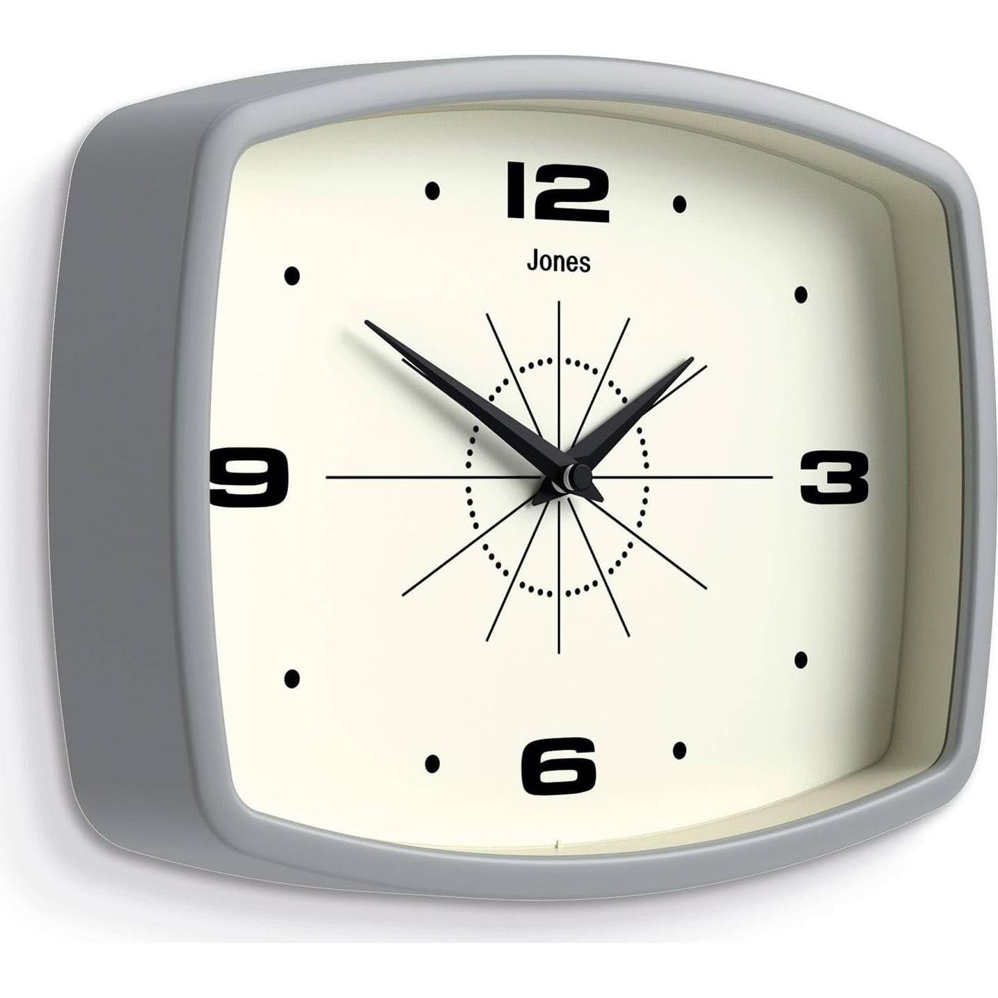 Reloj de Pared JONES CLOCKS® Retro 25,4 cm Gris Moderno