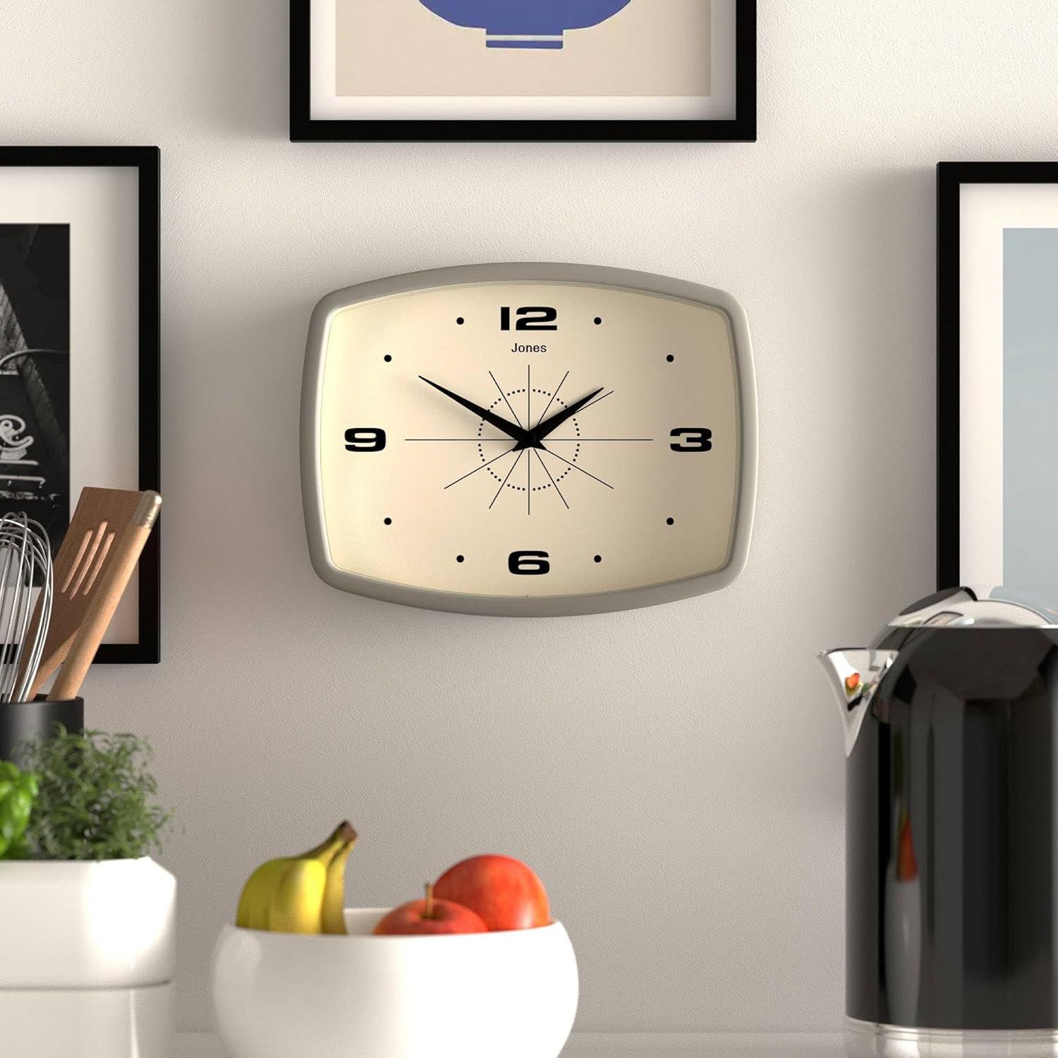 Reloj de Pared JONES CLOCKS® Retro 25,4 cm Gris Moderno