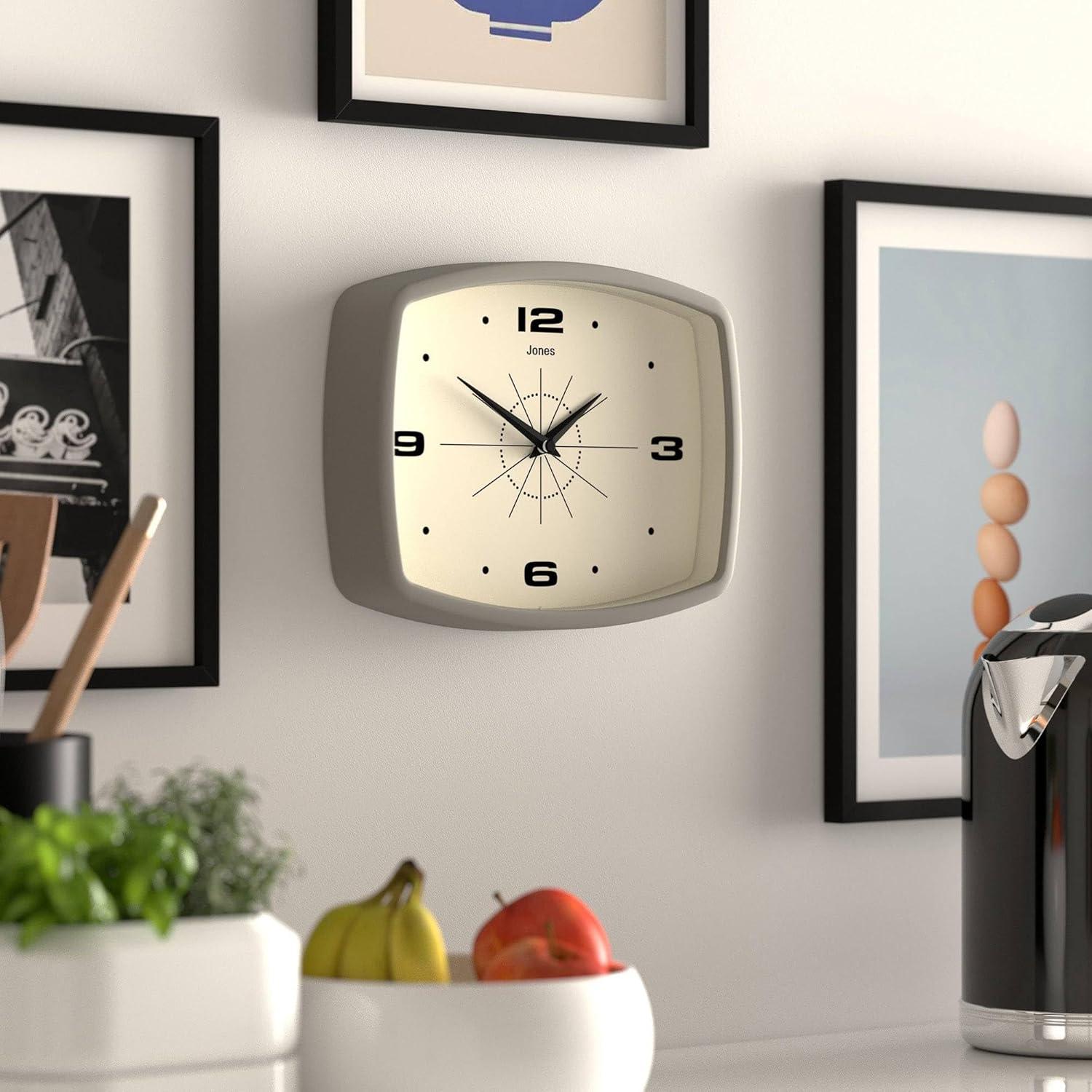 Reloj de Pared JONES CLOCKS® Retro 25,4 cm Gris Moderno