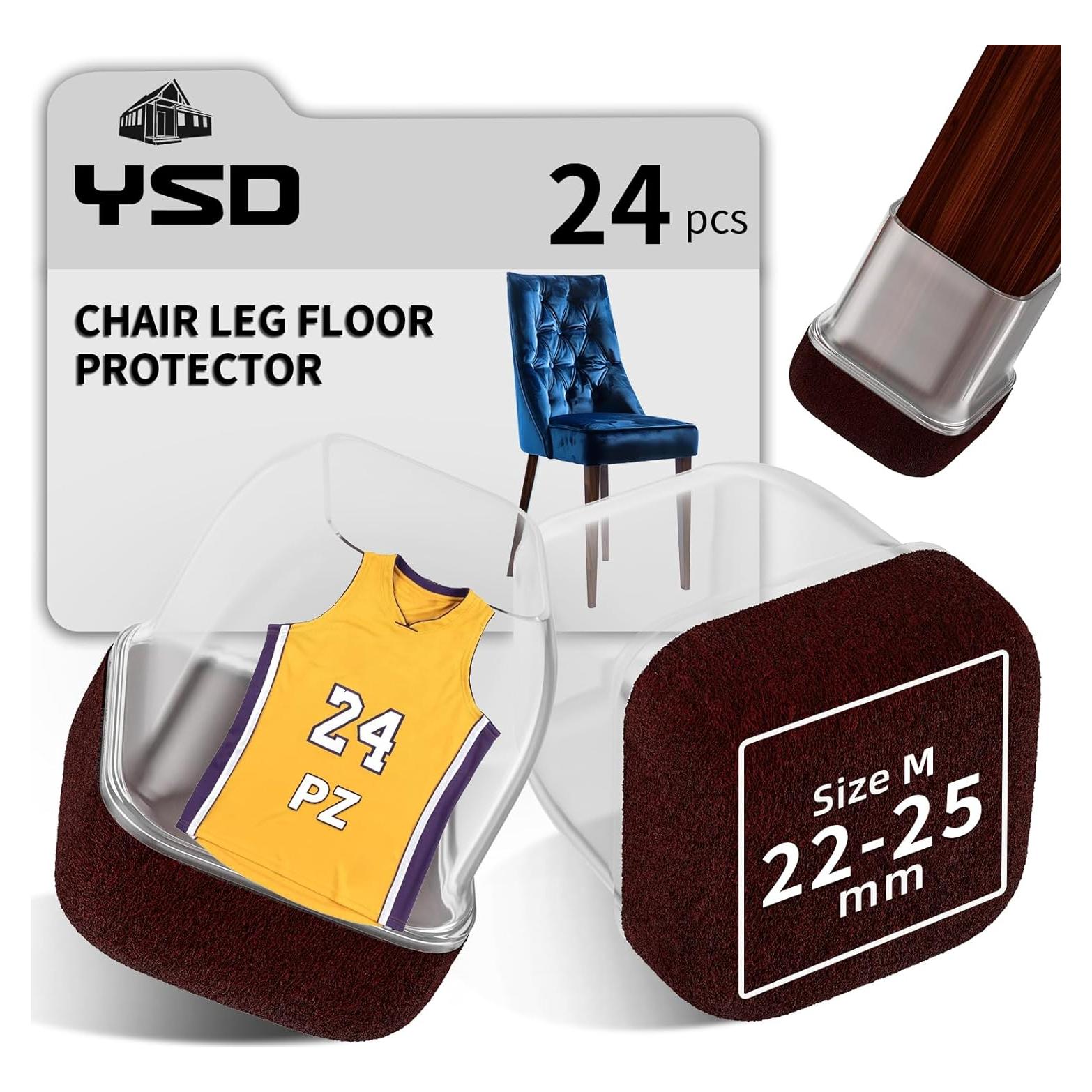 24 Protectores de Suelo de Silicona YSD para Patas de Silla Cuadradas