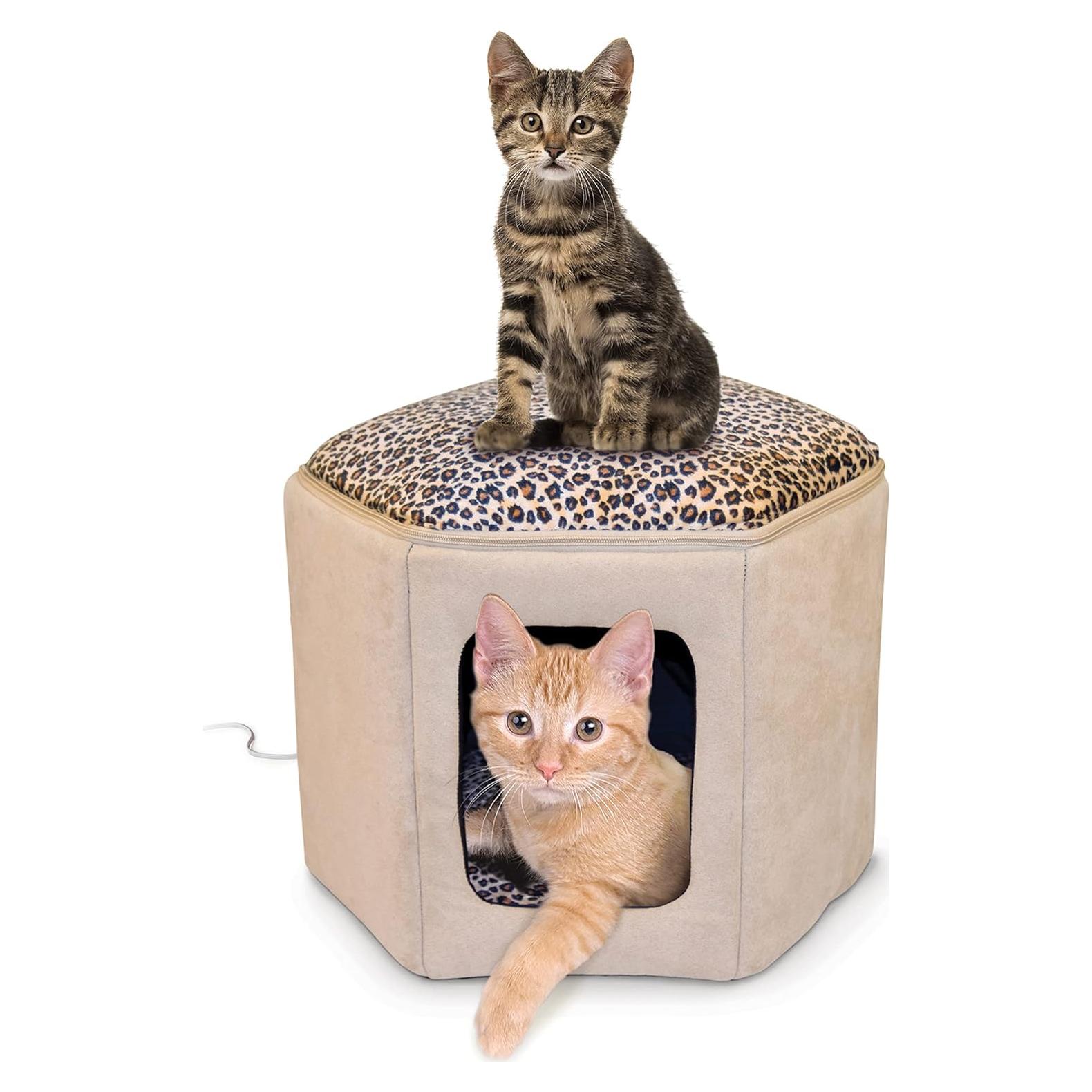 Cueva para Gatos K&H Thermo-Kitty Calentada Beige 30.5x43.2 cm