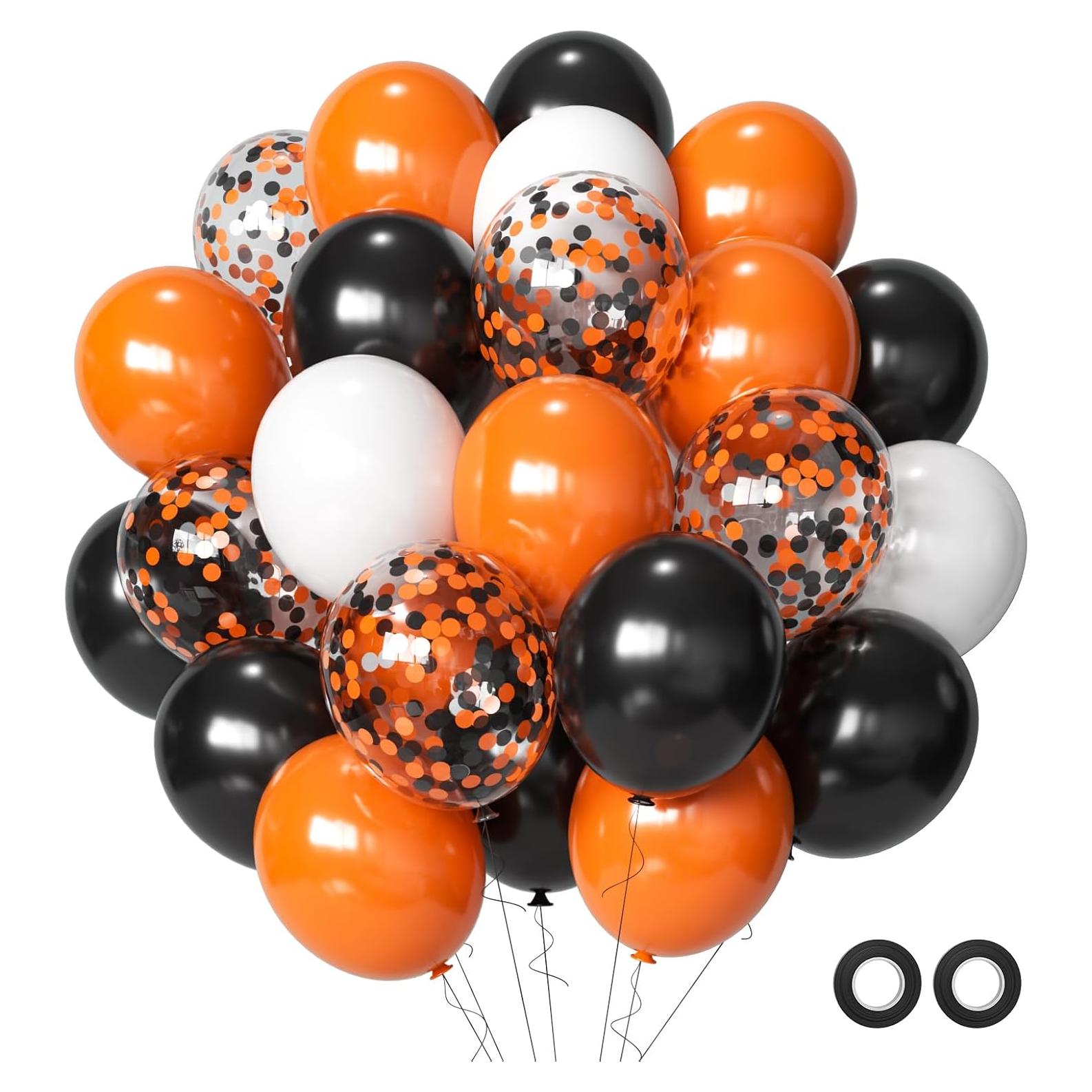 Juego de globos de Halloween 50 piezas 30 cm negro y naranja