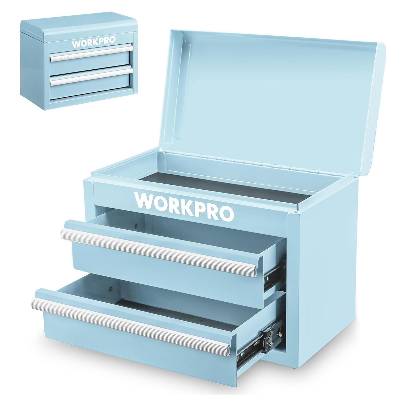 Caja de Herramientas Mini WORKPRO Metal Azul Macaron 27.4x15x20.8cm