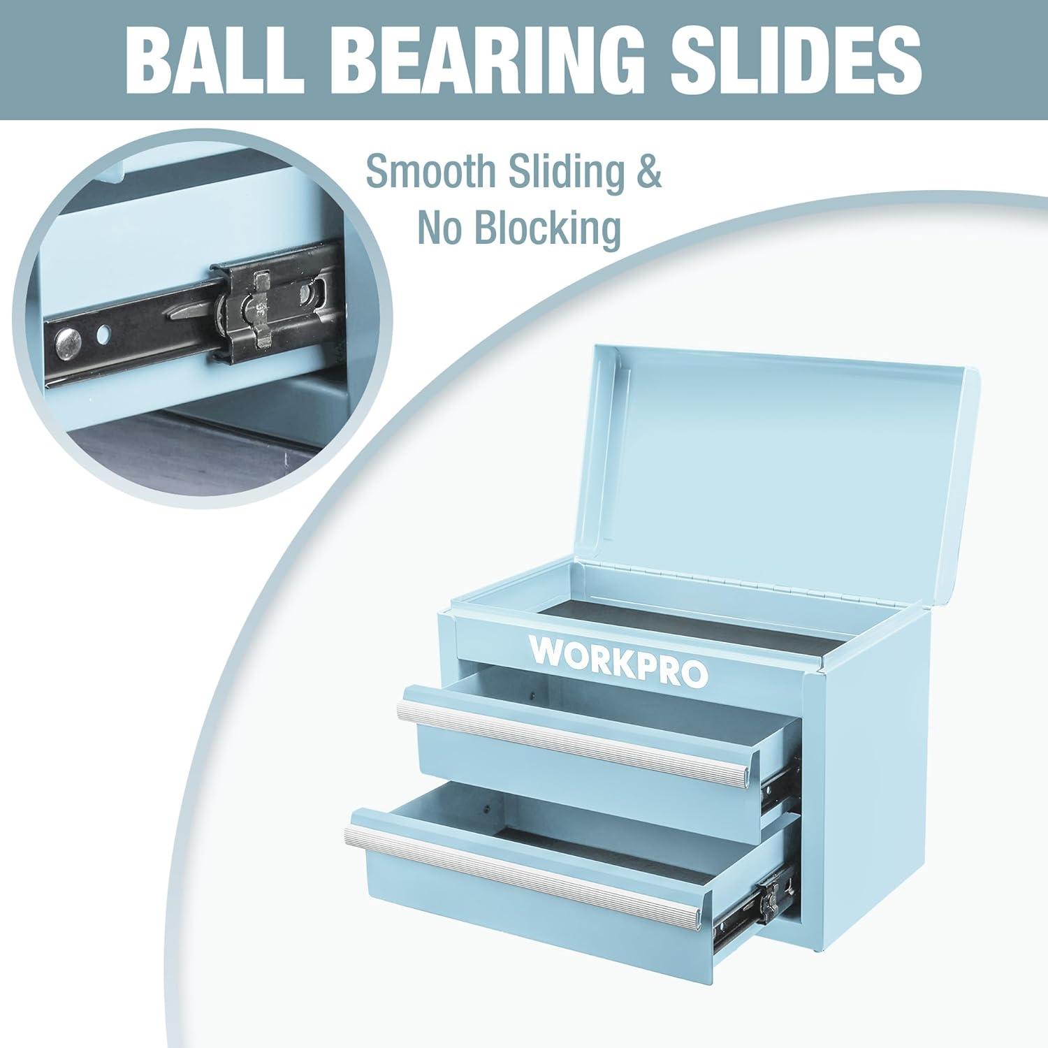 Caja de Herramientas Mini WORKPRO Metal Azul Macaron 27.4x15x20.8cm