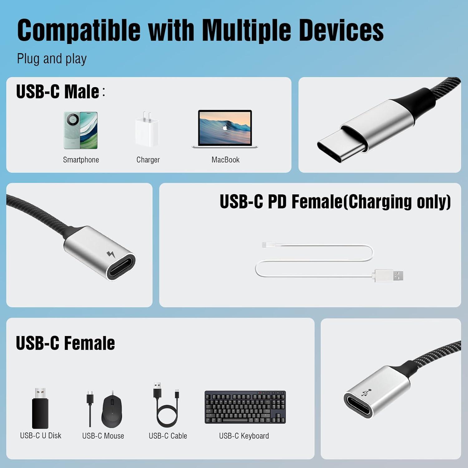 Divisor USB C TiMOVO 3 en 1 con Carga Rápida 60W y OTG