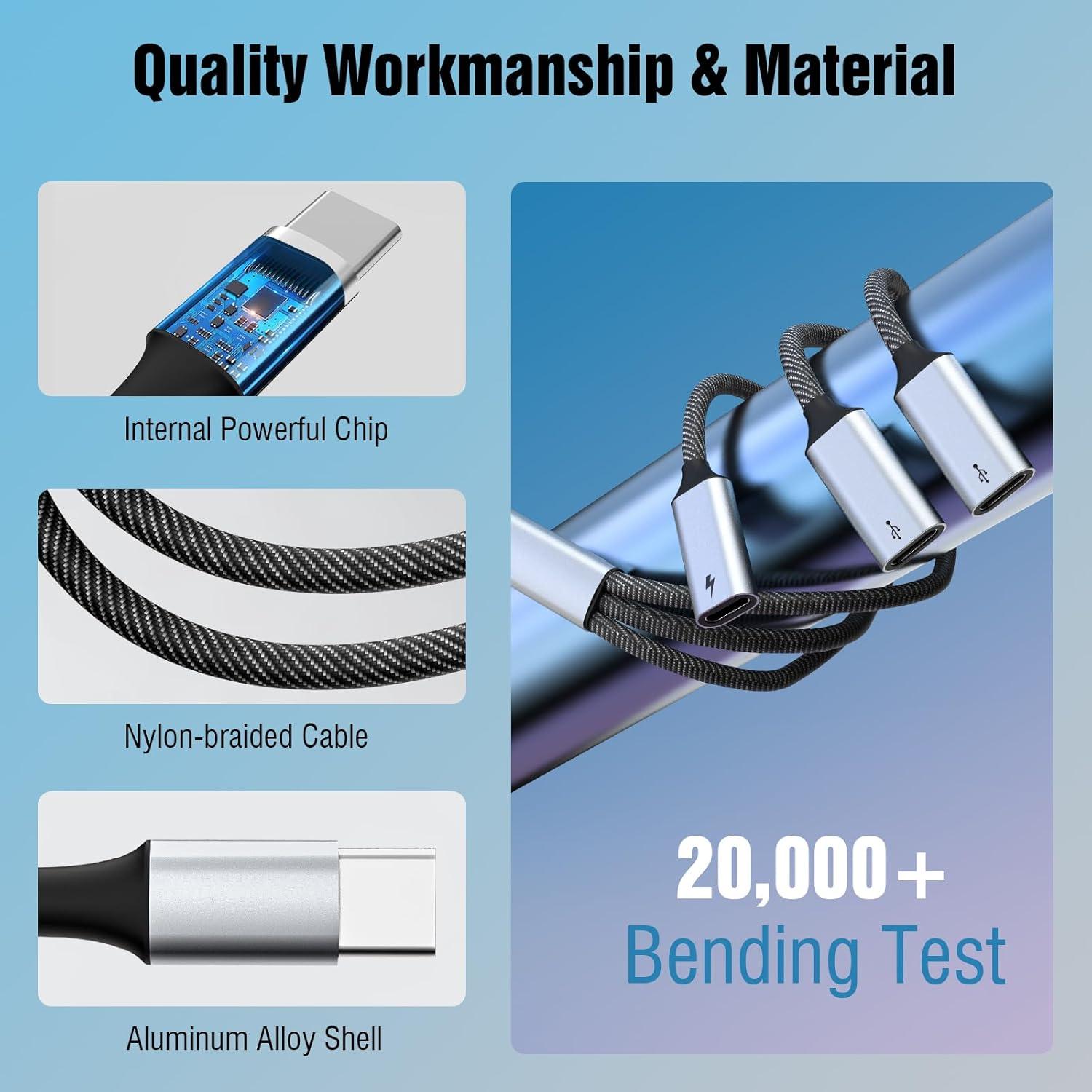 Divisor USB C TiMOVO 3 en 1 con Carga Rápida 60W y OTG