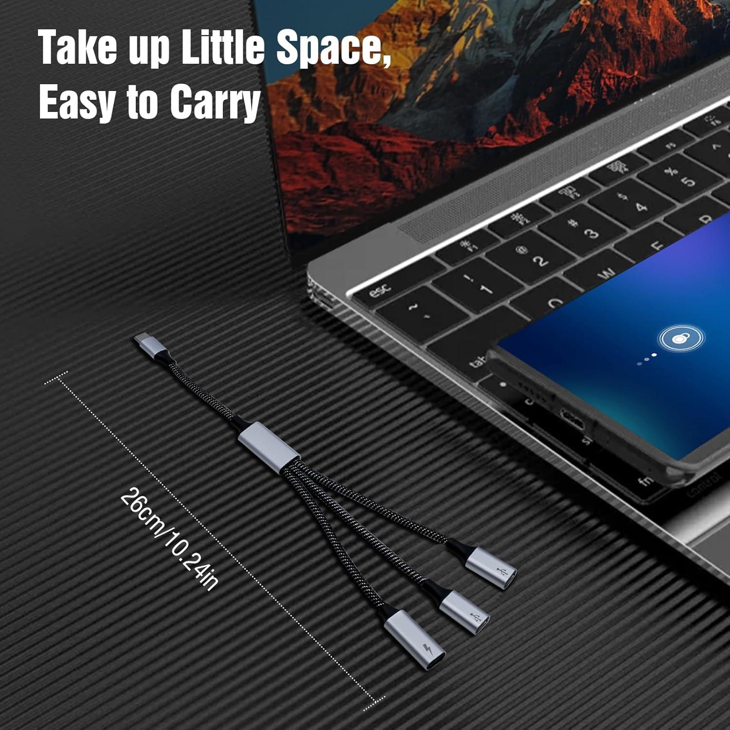 Divisor USB C TiMOVO 3 en 1 con Carga Rápida 60W y OTG