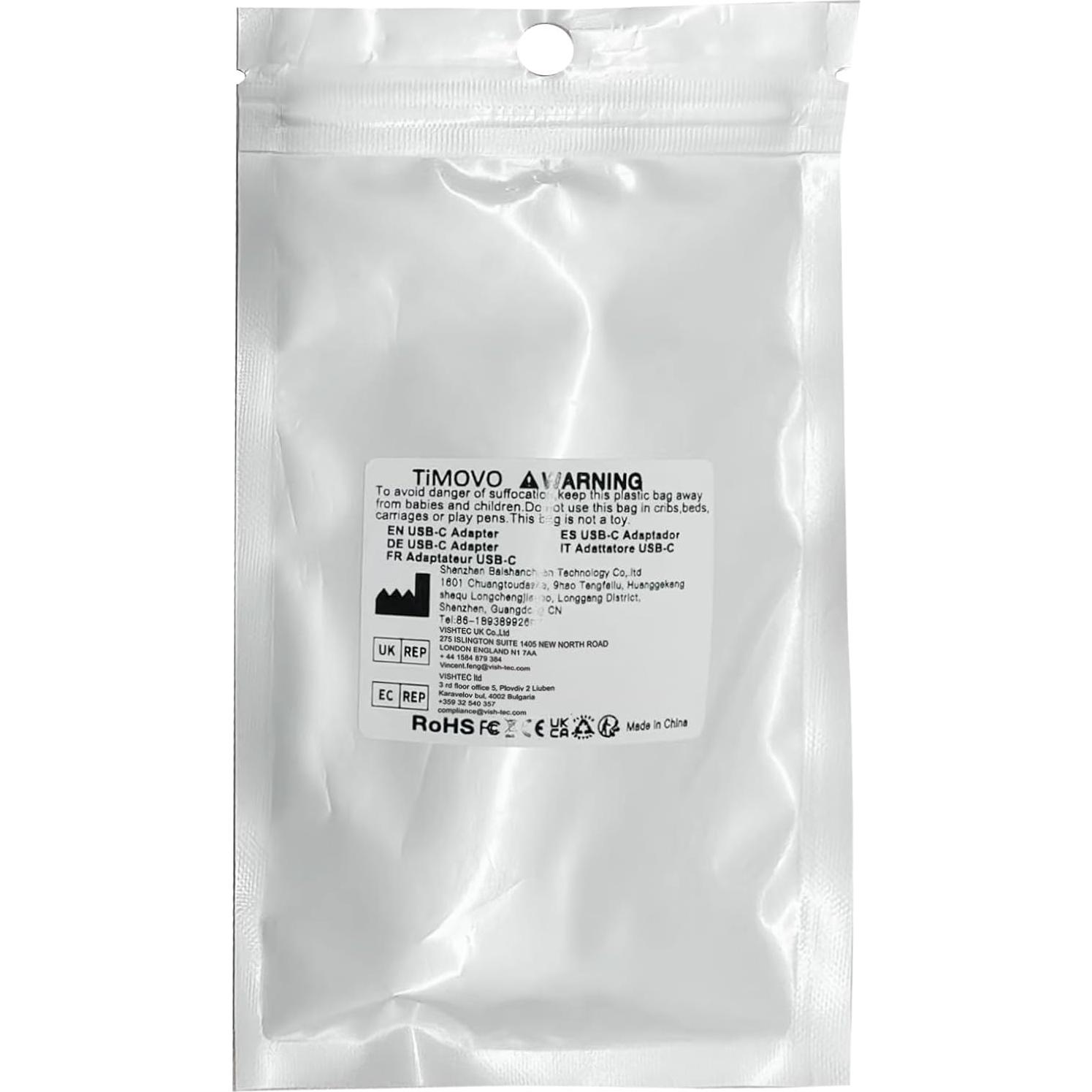 Divisor USB C TiMOVO 3 en 1 con Carga Rápida 60W y OTG