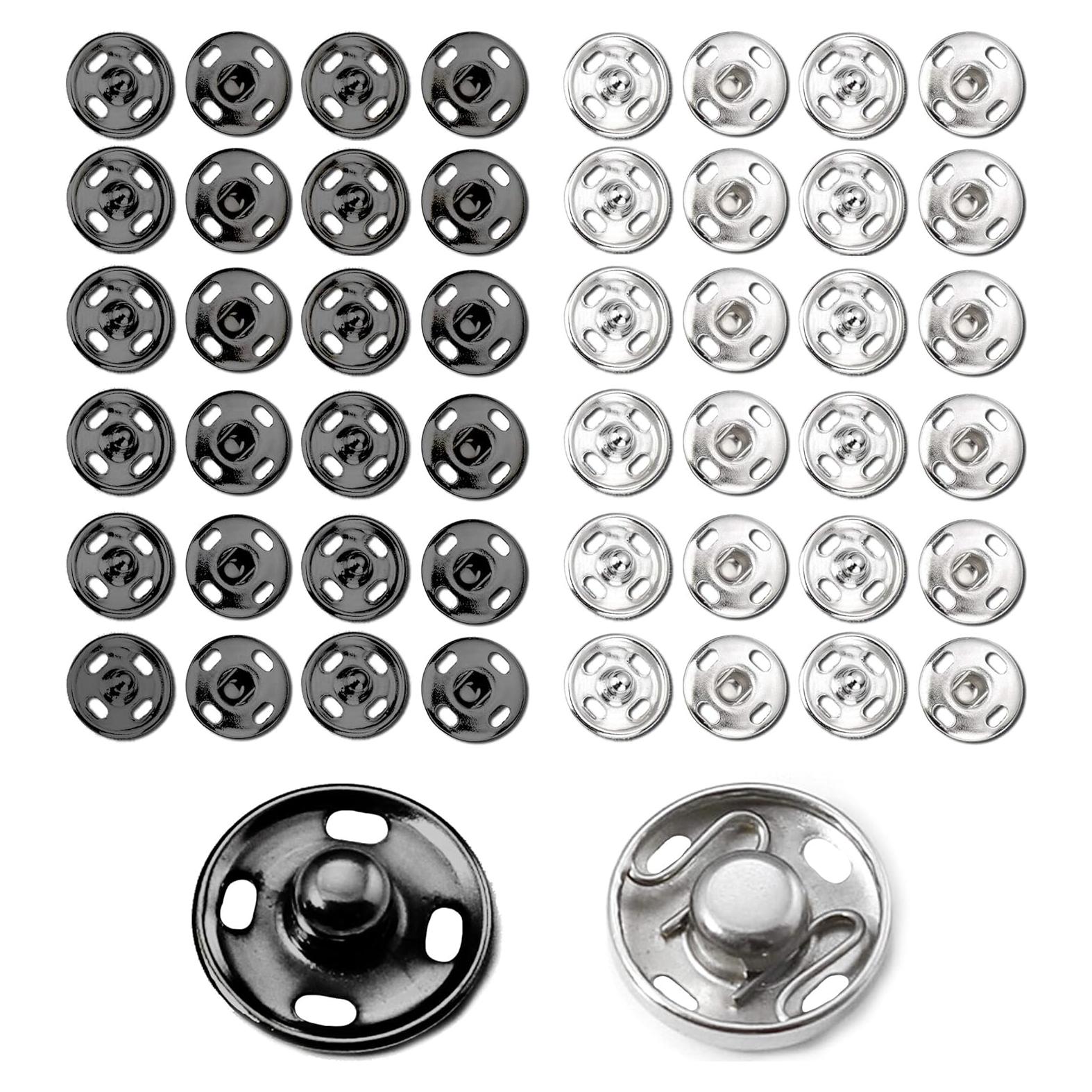 Kit de Botones a Presión Beadnova 10mm Negro y Níquel 100pcs