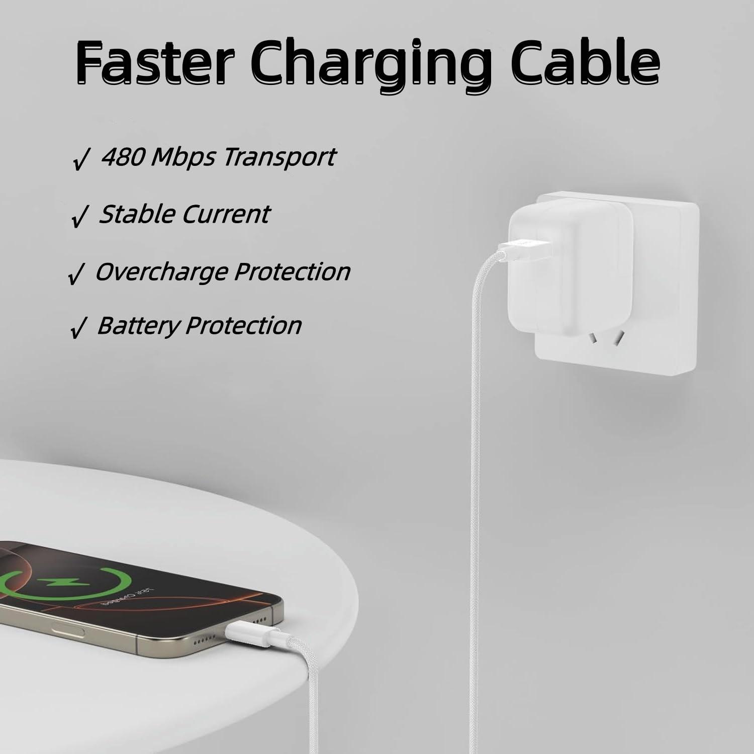 Paquete de 2 Cables USB-A a USB-C 0.91 m Hefaao Carga Rápida