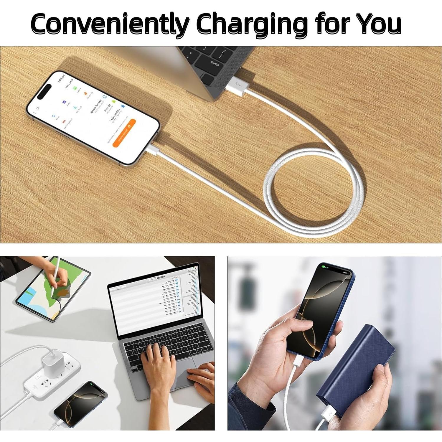 Paquete de 2 Cables USB-A a USB-C 0.91 m Hefaao Carga Rápida