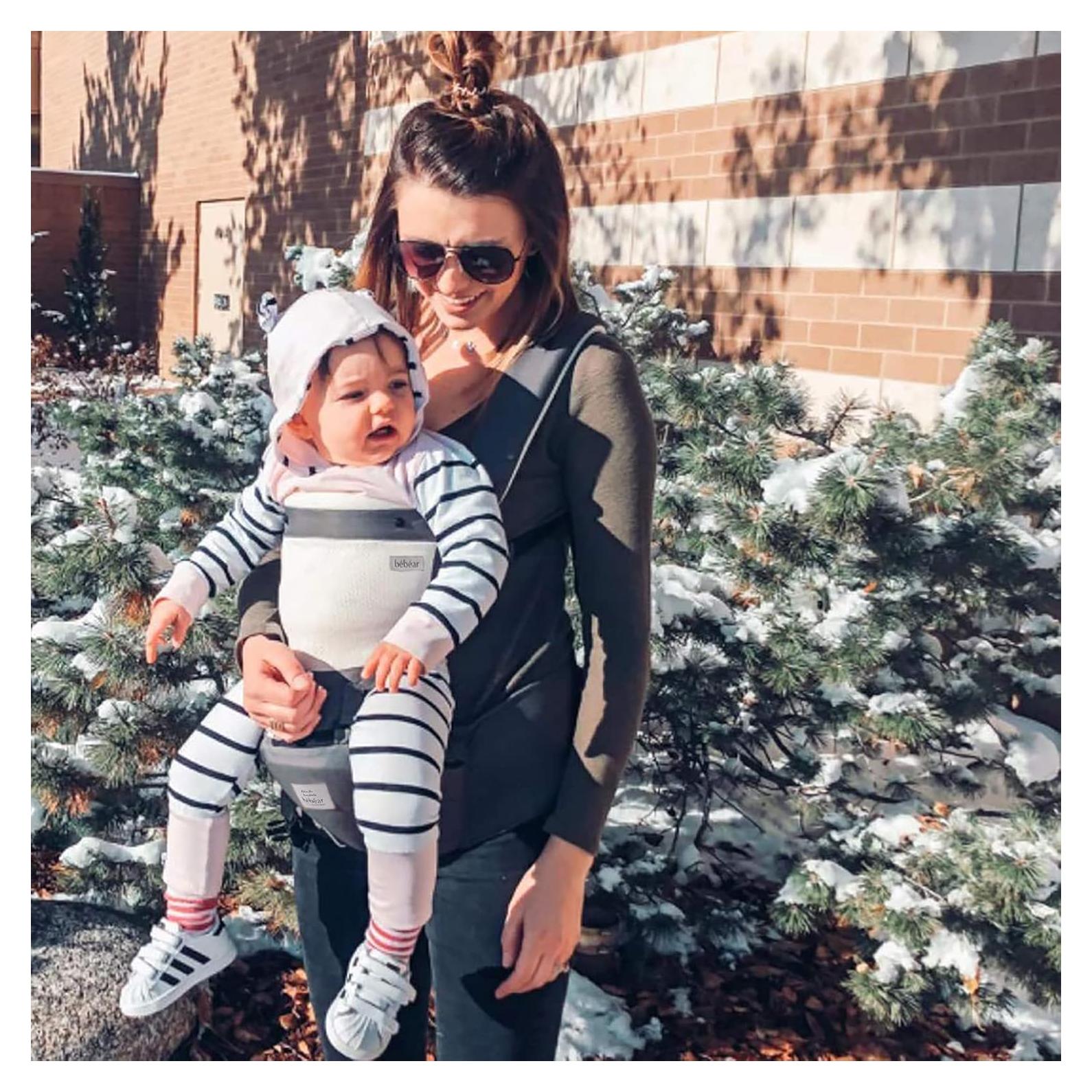 Portabebés Bebamour 2 en 1 Gris Oscuro - Asiento Cadera y Frontal