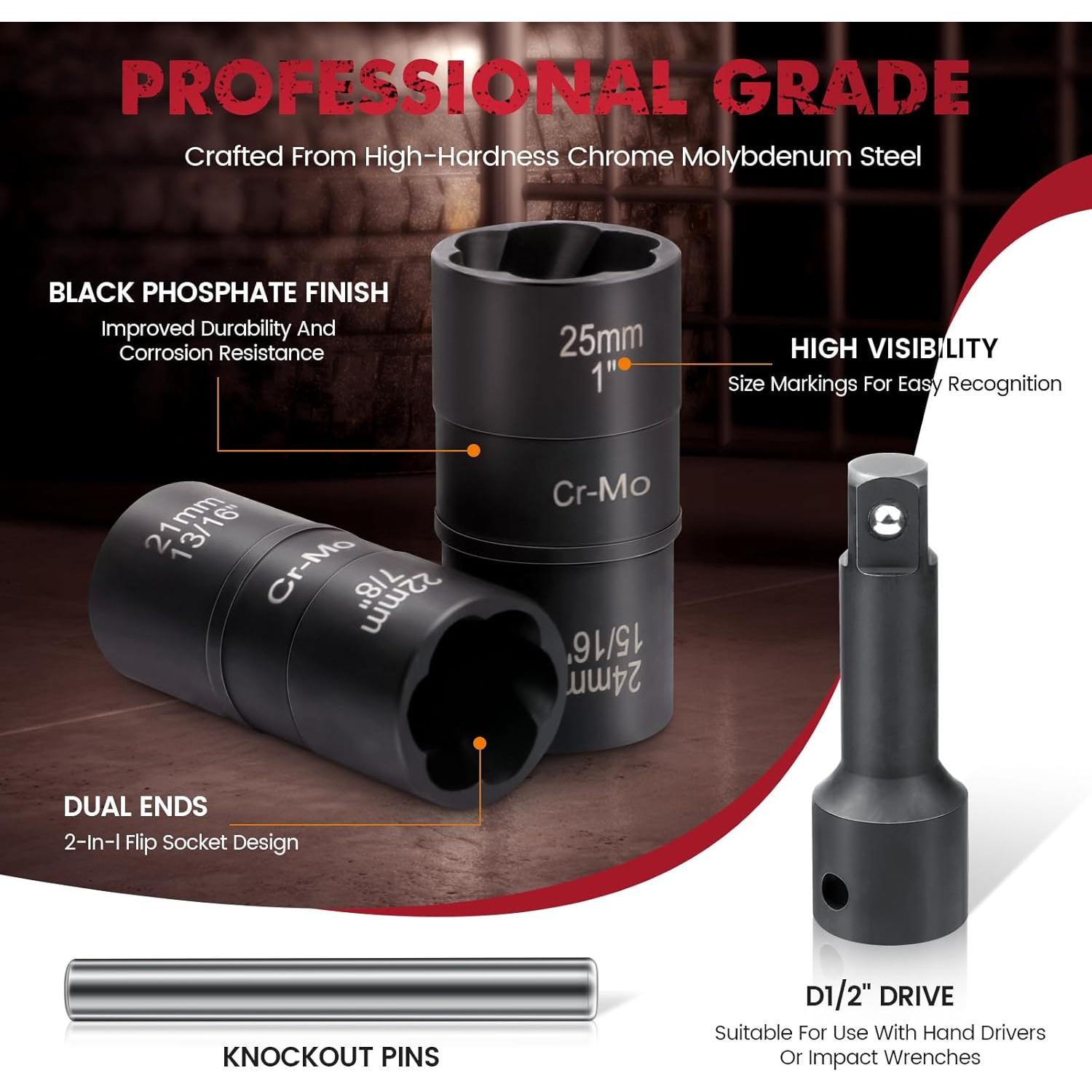 Juego de Herramientas de Extracción de Tuercas QIFITOOL 7 Piezas