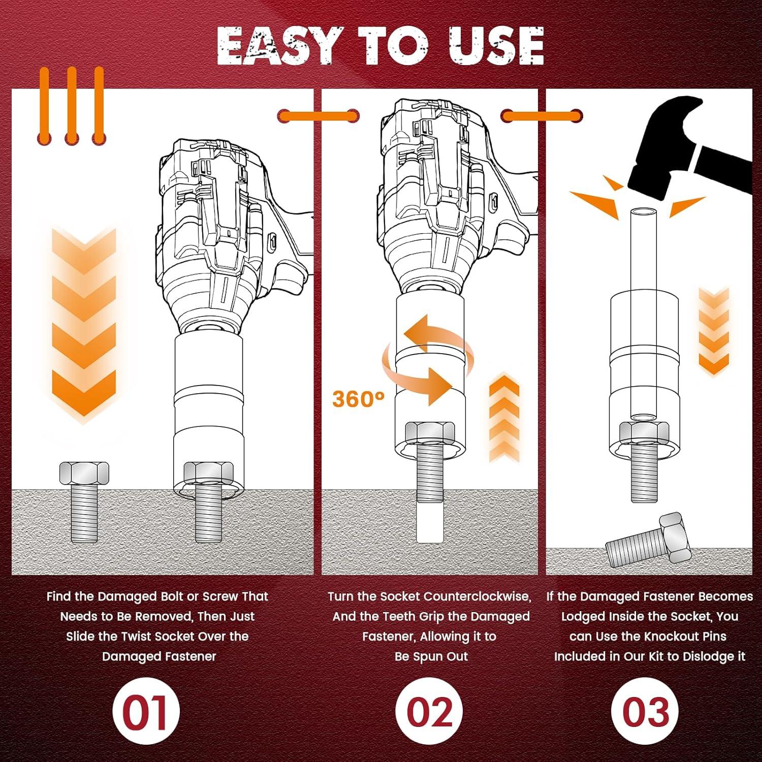 Juego de Herramientas de Extracción de Tuercas QIFITOOL 7 Piezas