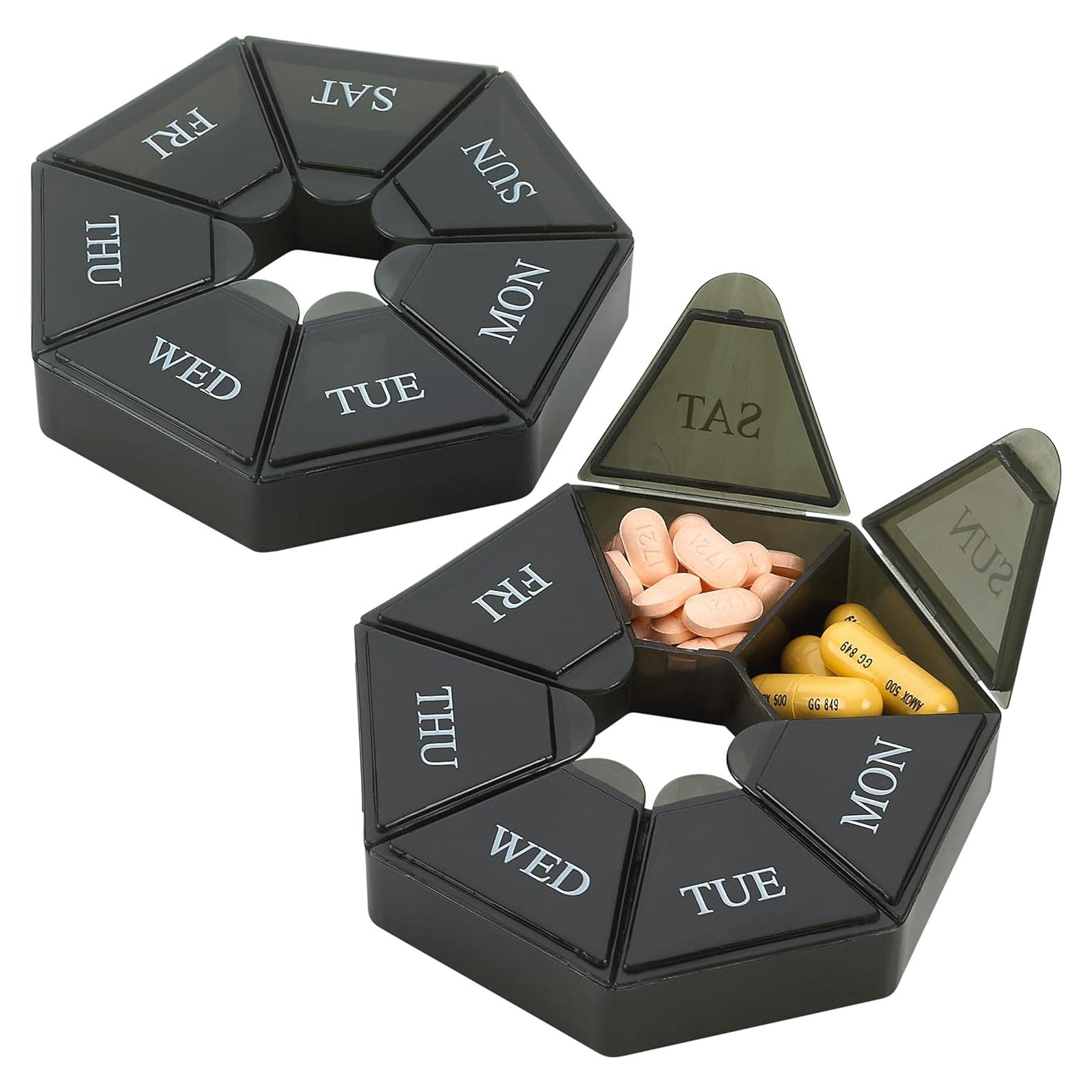 Organizador Semanal de Pastillas MEDca - Paquete de 2, 7 Compartimentos