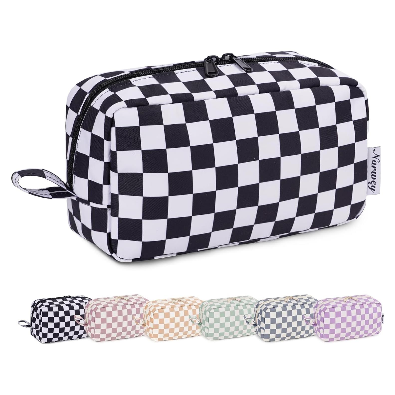 Bolsa de Maquillaje Grande Narwey Cuadros Negros 22x8x11 cm