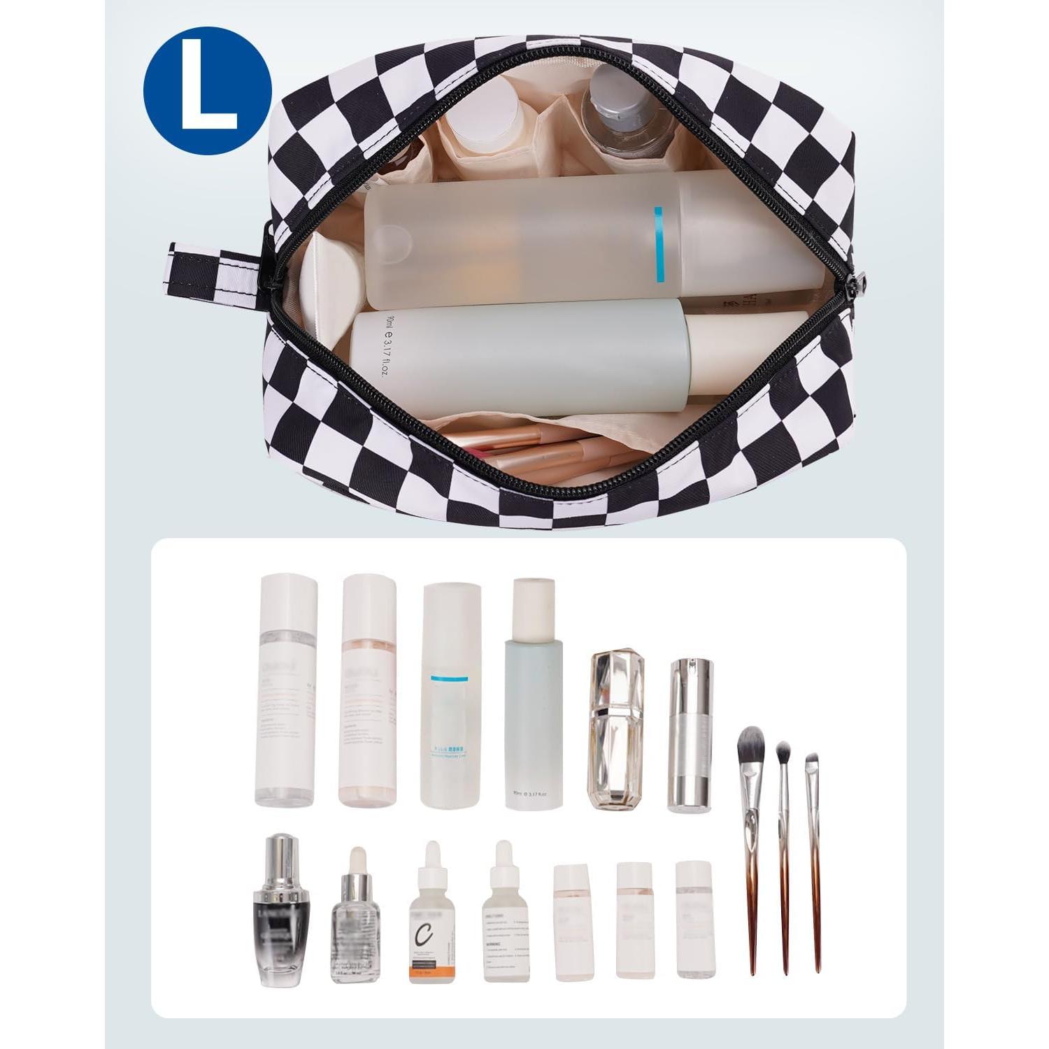 Bolsa de Maquillaje Grande Narwey Cuadros Negros 22x8x11 cm