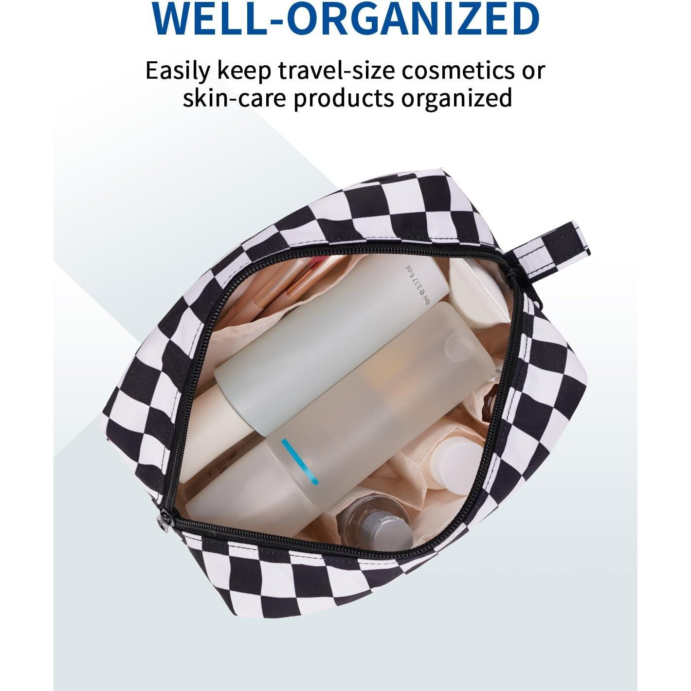 Bolsa de Maquillaje Grande Narwey Cuadros Negros 22x8x11 cm
