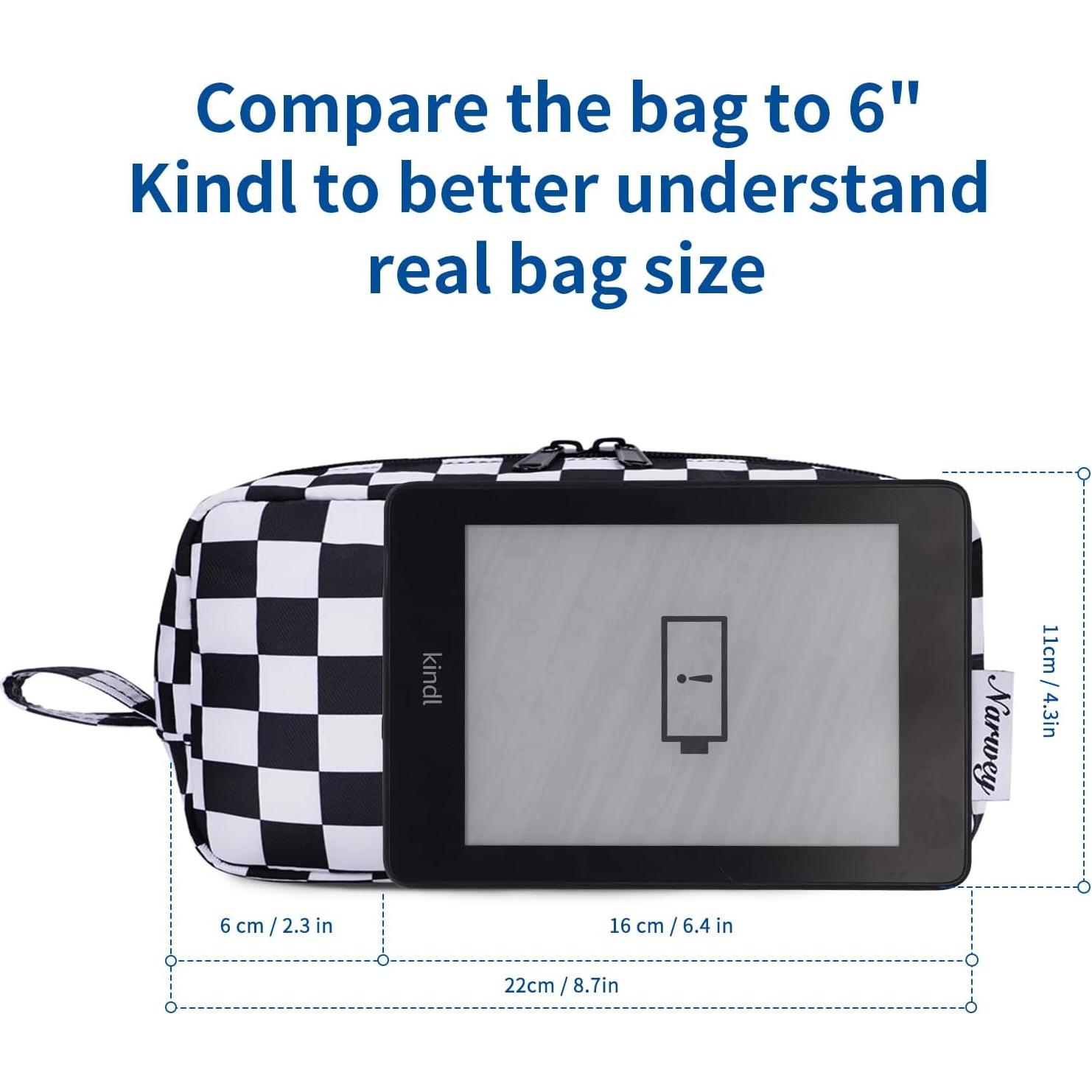 Bolsa de Maquillaje Grande Narwey Cuadros Negros 22x8x11 cm