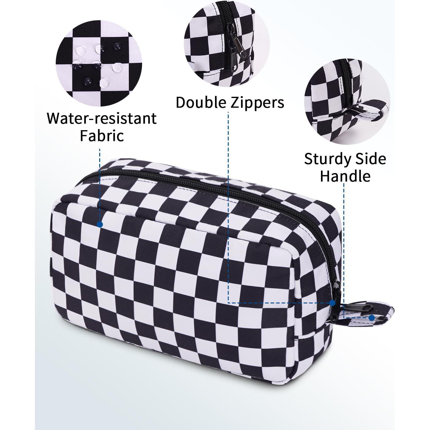 Bolsa de Maquillaje Grande Narwey Cuadros Negros 22x8x11 cm