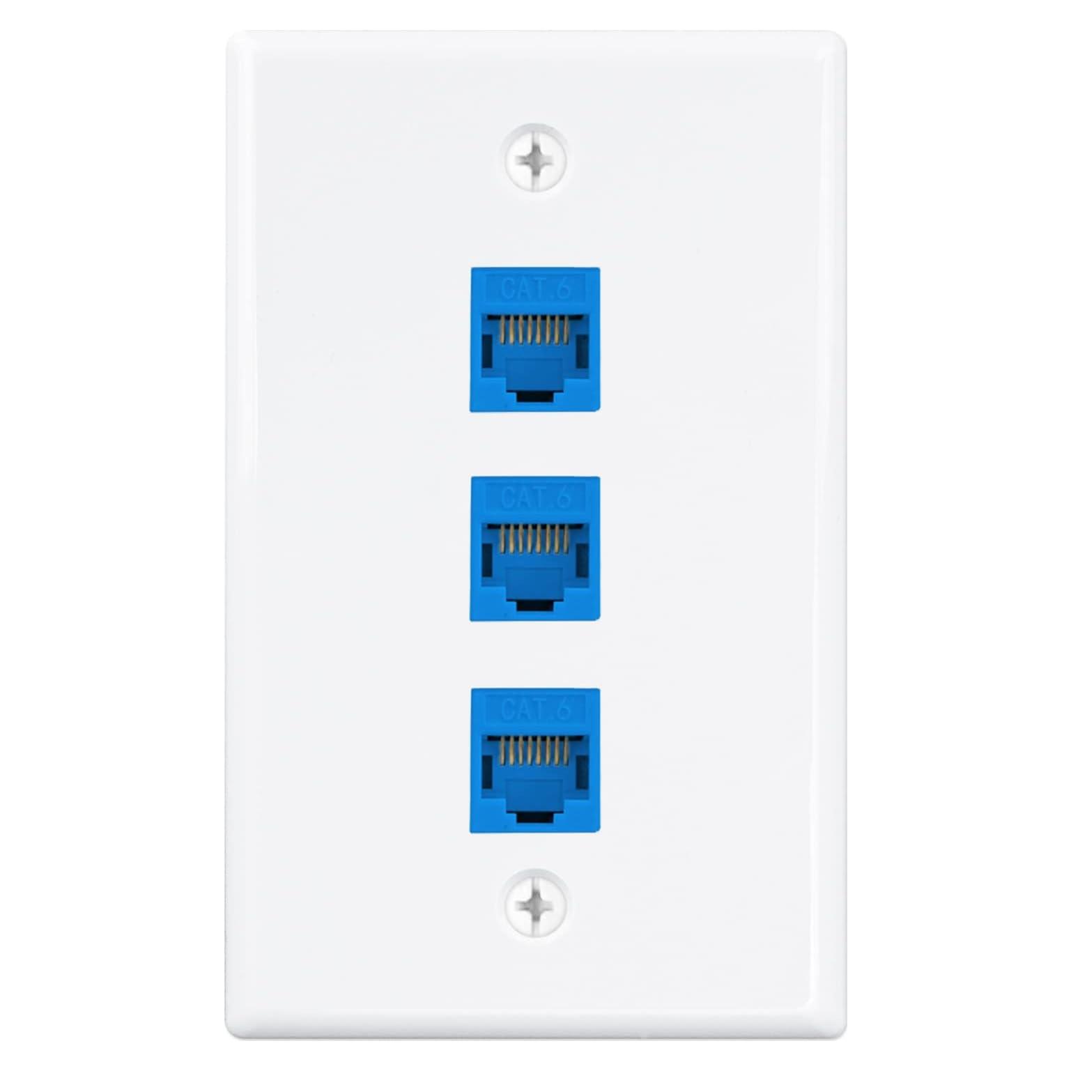 Placa de Pared Ethernet Iwillink 3 Puertos Cat6 RJ45 Azul