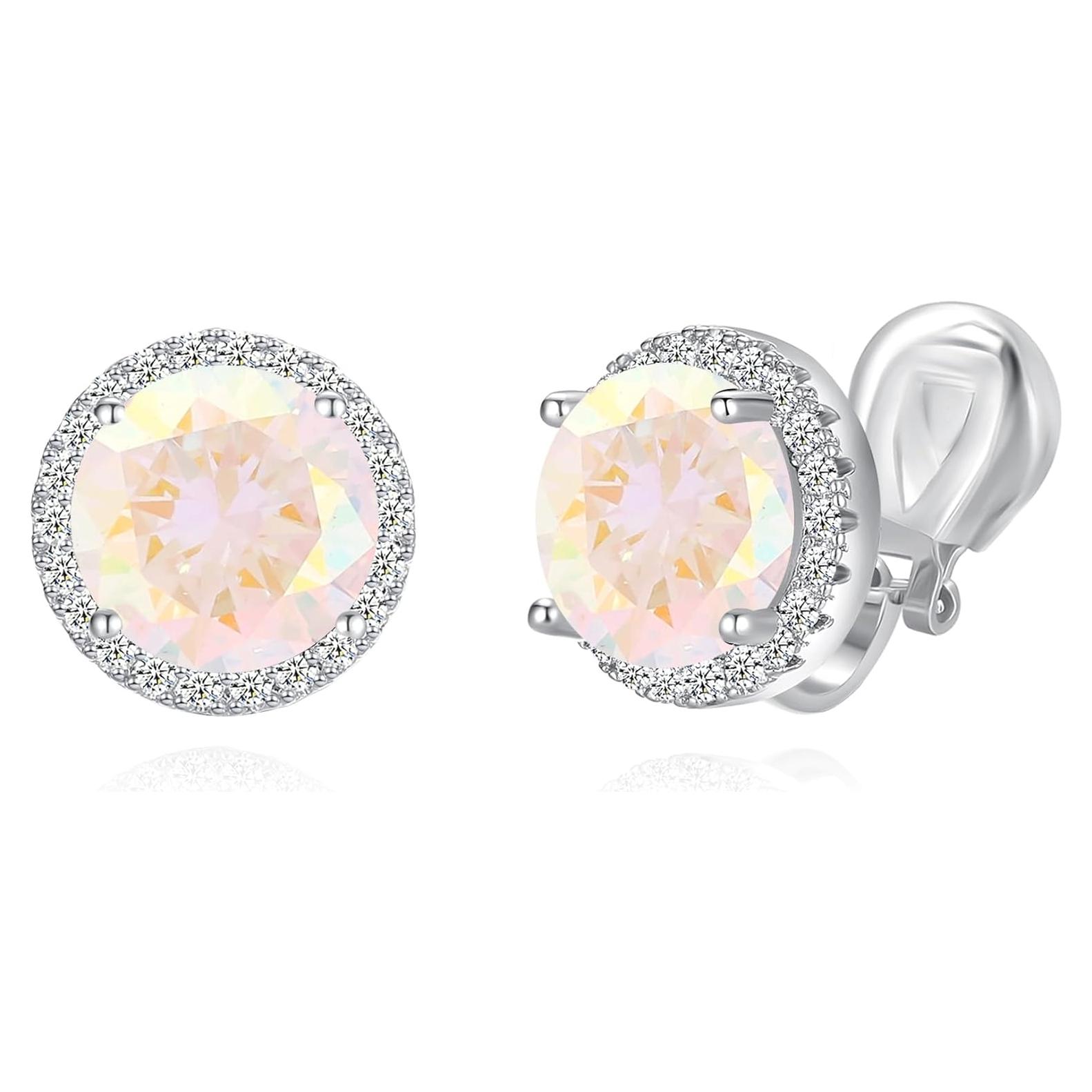 Aretes de Clip Redondos YOQUCOL 10MM Cristal de Circonio