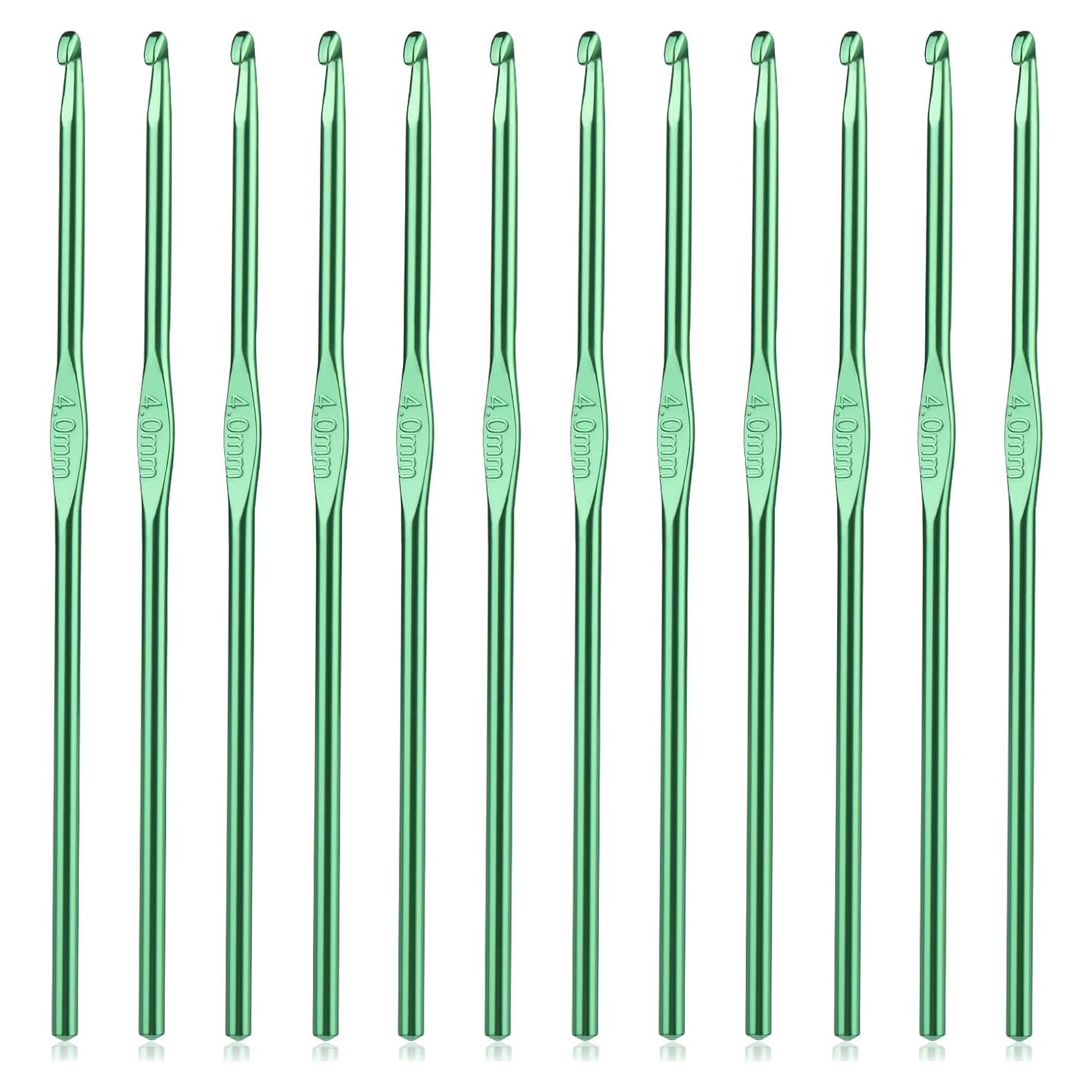 Juego de 12 Ganchos de Crochet UzecPk 4mm Aluminio Ergonómico