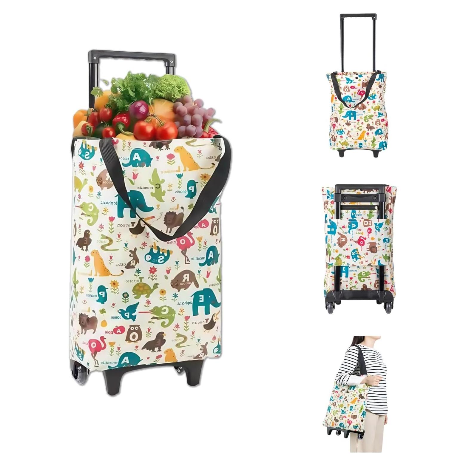 Carrito de Compras Plegable YORJLBK Beige con Ruedas 0.82kg