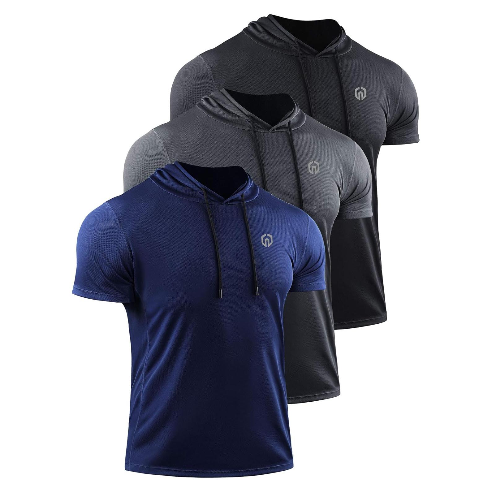 Camiseta Deportiva Neleus Sin Mangas 3X-Large Negro/Gris/Azul