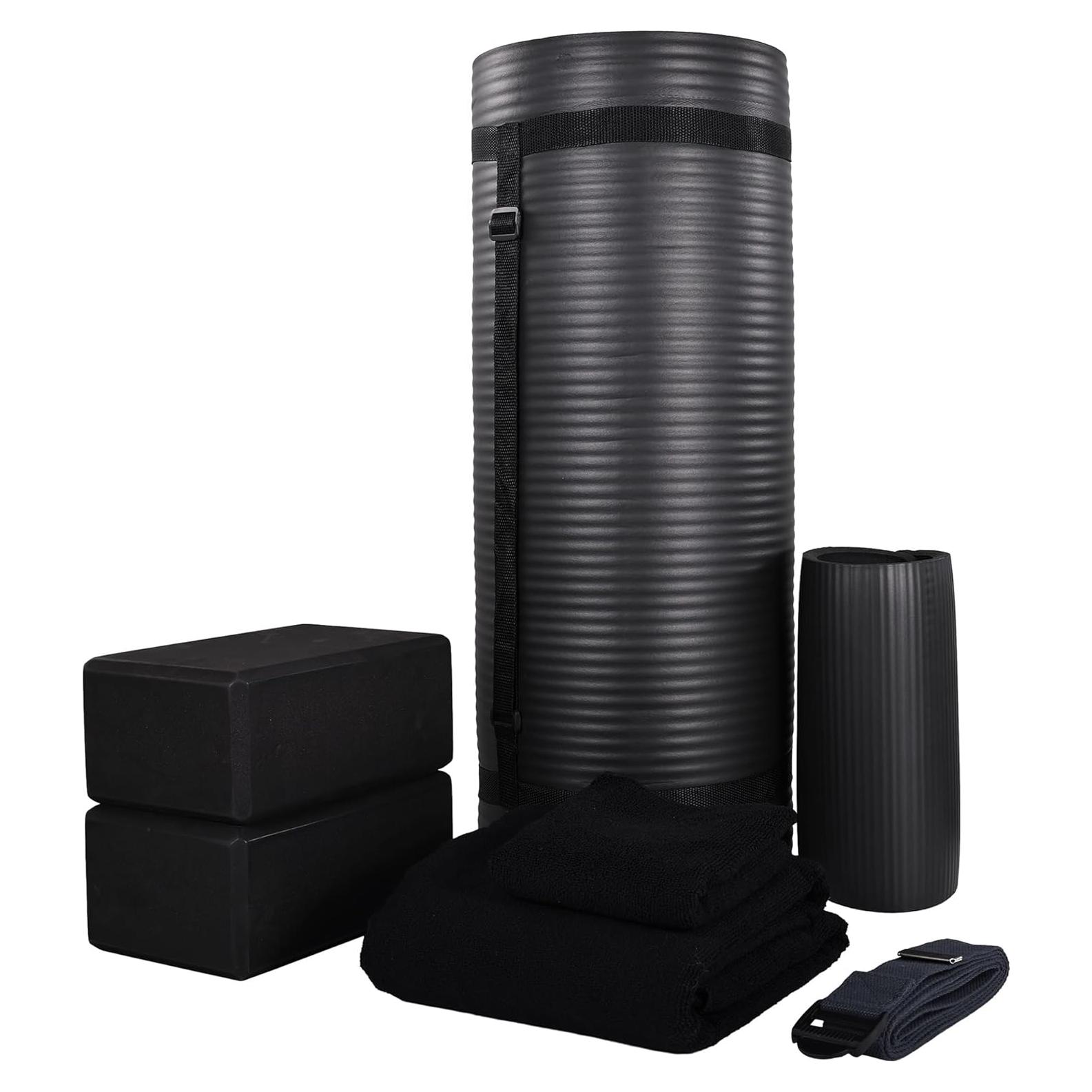 Set de Yoga BalanceFrom 7 Piezas con Esterilla 2.54 cm Negro