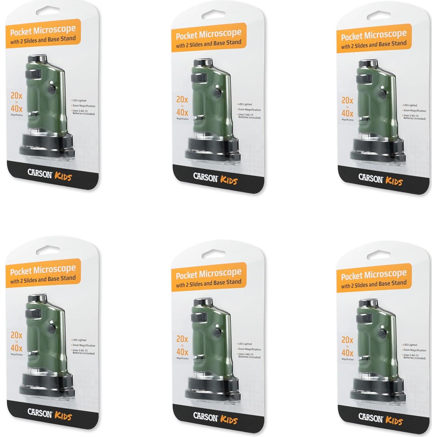 Microscopio de Bolsillo Carson MicroBrite 20x-40x LED - Juego de 6