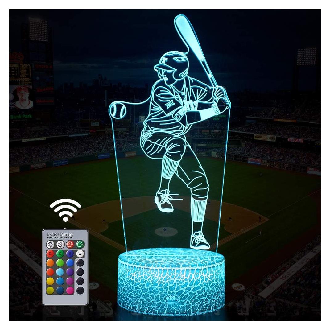 Lámpara 3D Hombre Béisbol SEVEN LADY Luz Nocturna USB