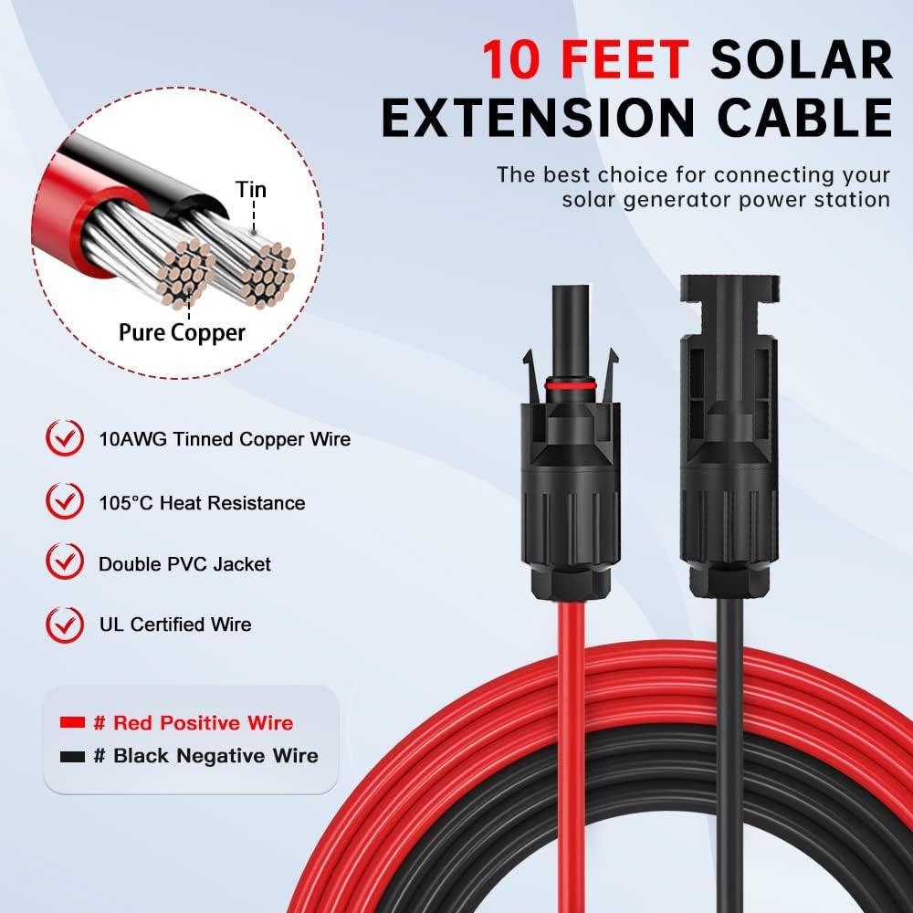 Cable de Extensión Solar ELECTOP 3m 10AWG con Conectores