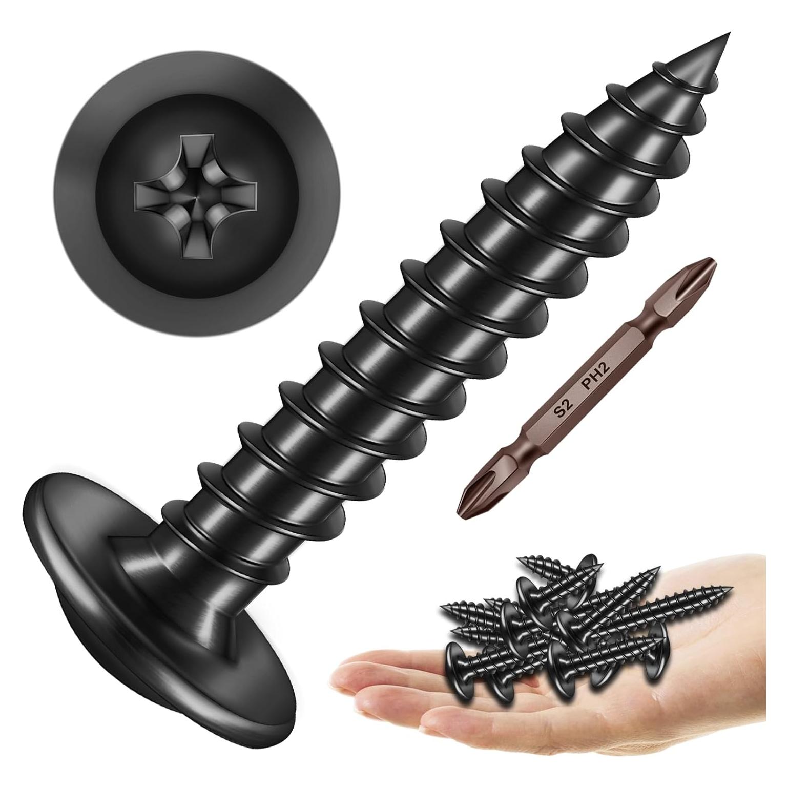 Tornillos de Madera Autoperforantes Mywish #8 x 2.54cm Negros