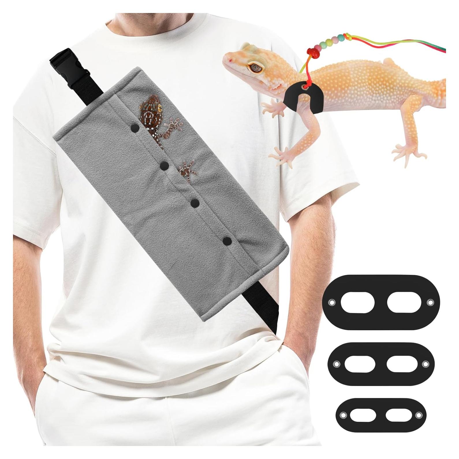 Transportador para Reptiles CUXFLS con Correa de Cuero Ajustable - Negro