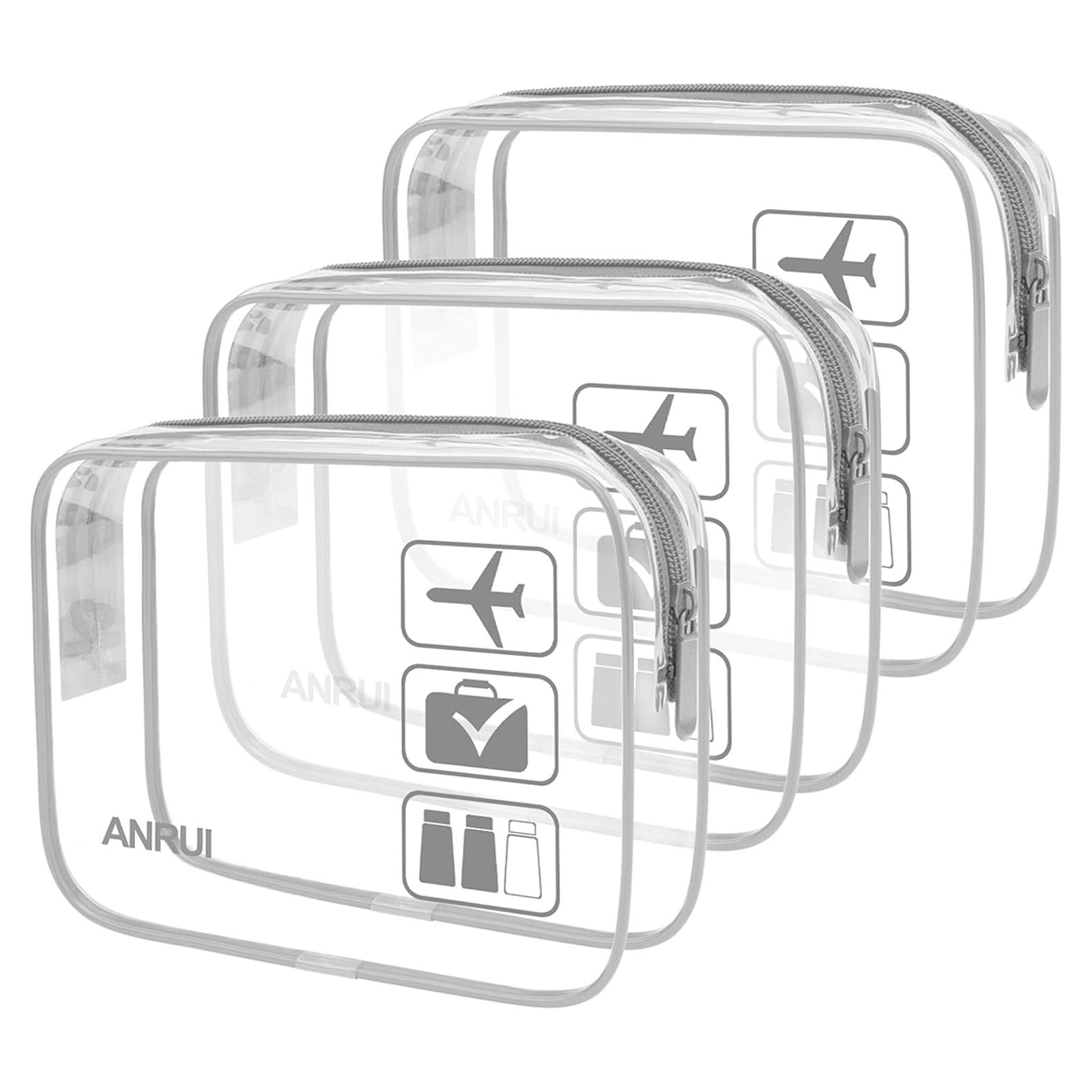 Bolsas de Maquillaje ANRUI Transparentes Aprobadas por TSA 3 Pack