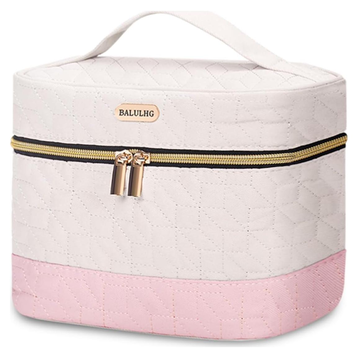 Organizador de Maquillaje de Viaje Beige - Bolsa Cosmética Impermeable