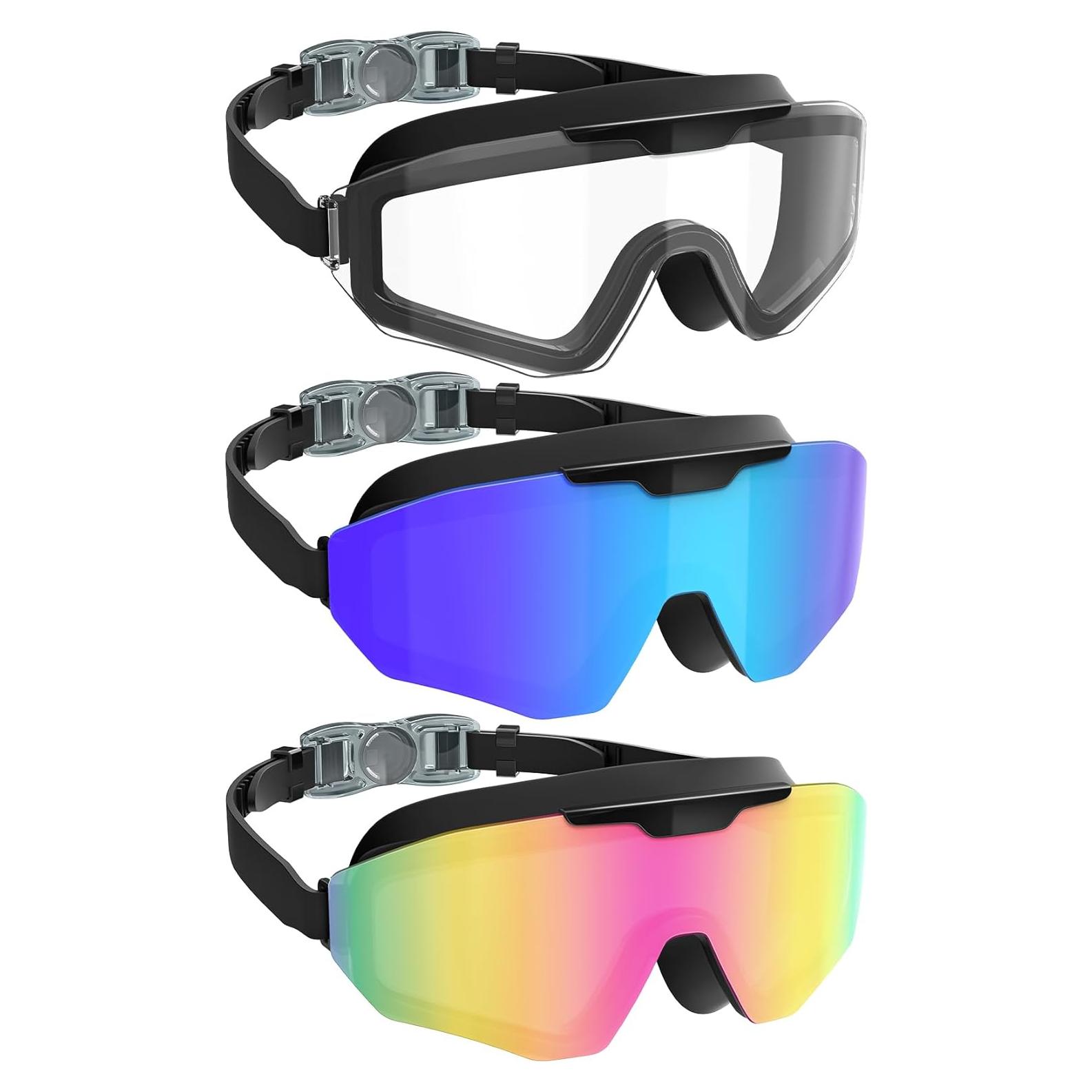 Gafas de Natación NSSIW Adultos Antivaho UV400 3 Paquetes