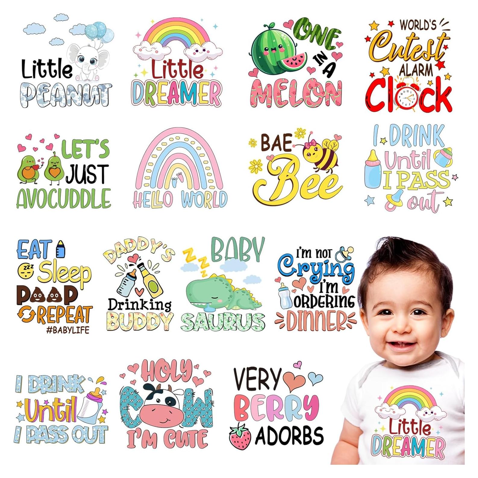 15 Parches de Transferencia de Calor Whaline para Bebés 15x15cm