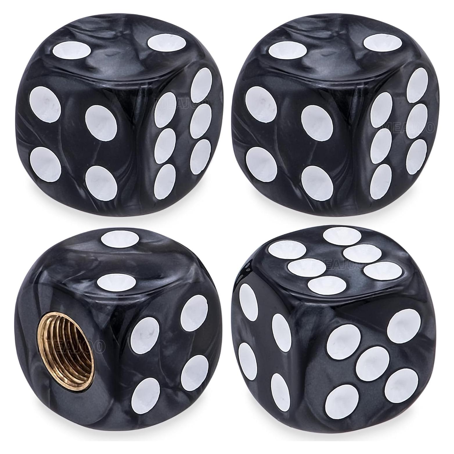 4 Tapas de Válvula de Neumático MEAJOO - Patrón de Perlas Negro