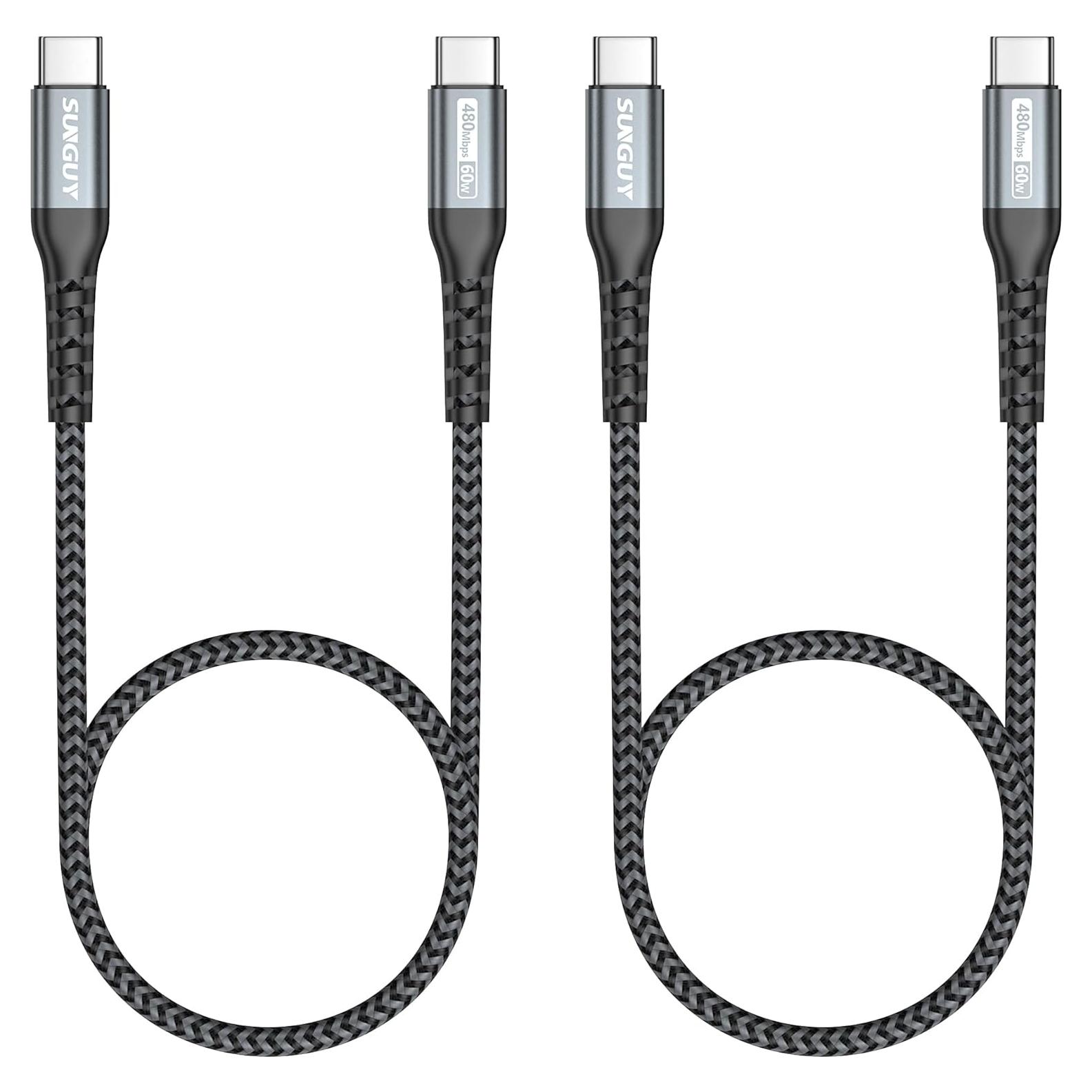 Cable USB C a USB C SUNGUY 1.5FT 60W Carga Rápida 2Pack