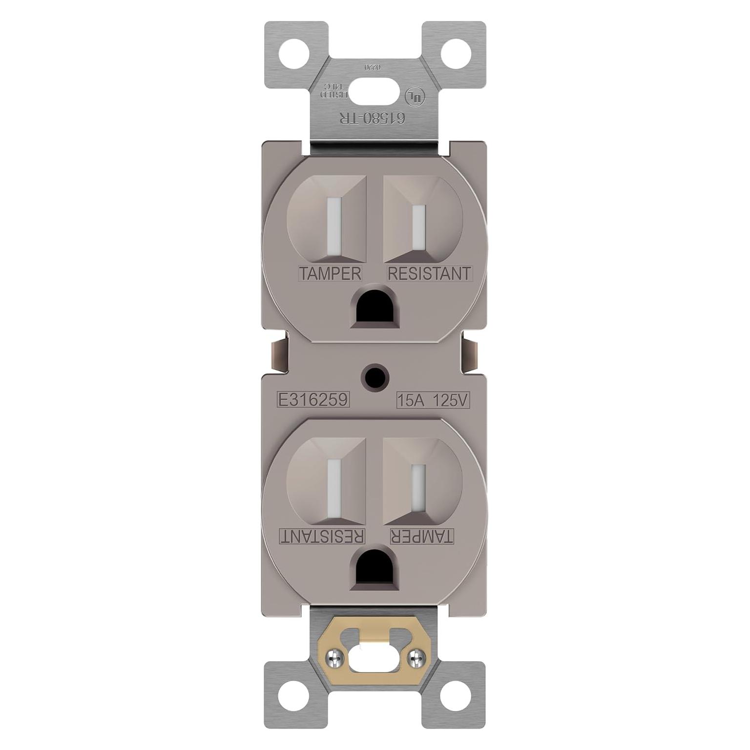 Enchufe Doble ENERLITES 61580-TR-NK 15A 125V Niquel