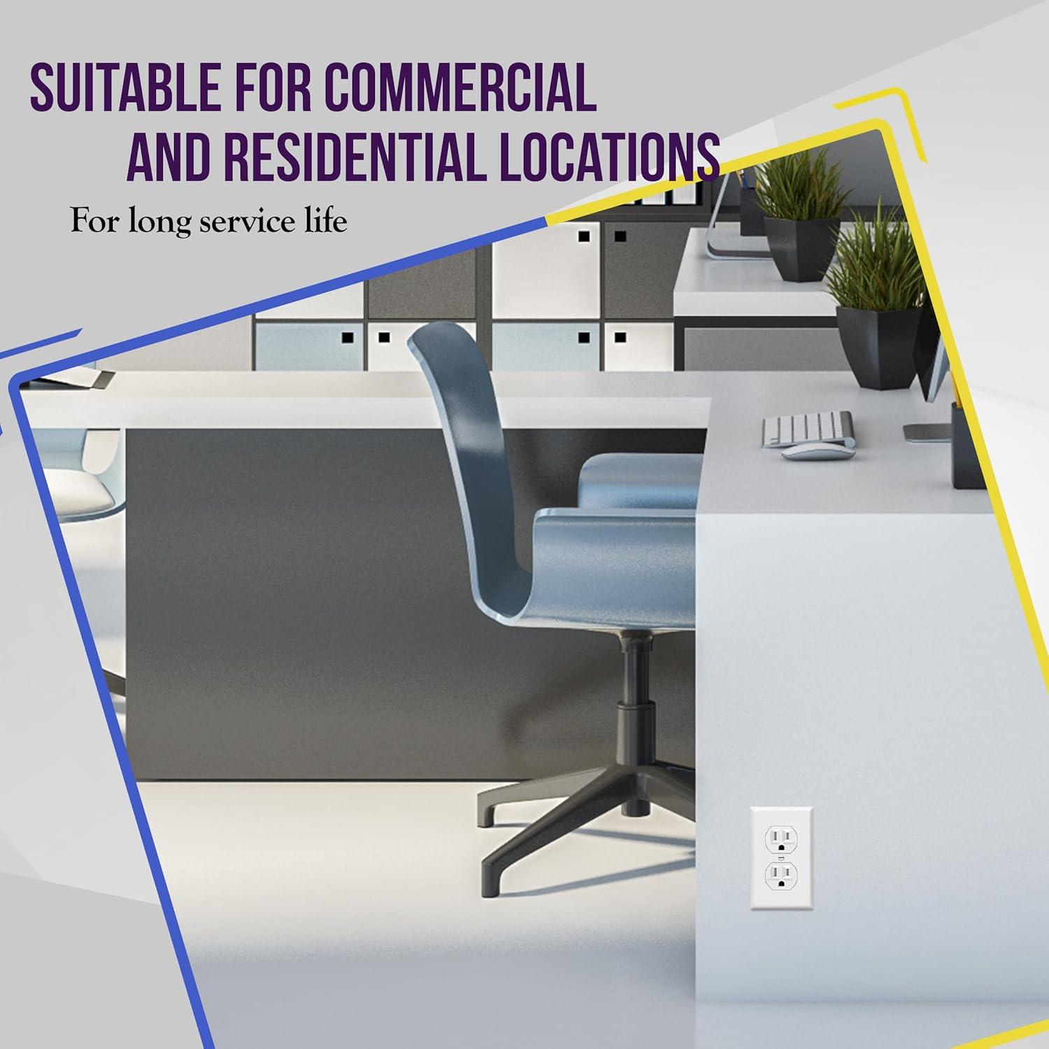 Toma de Corriente Doble Enerlites 15A 125V Blanca - Paquete de 10