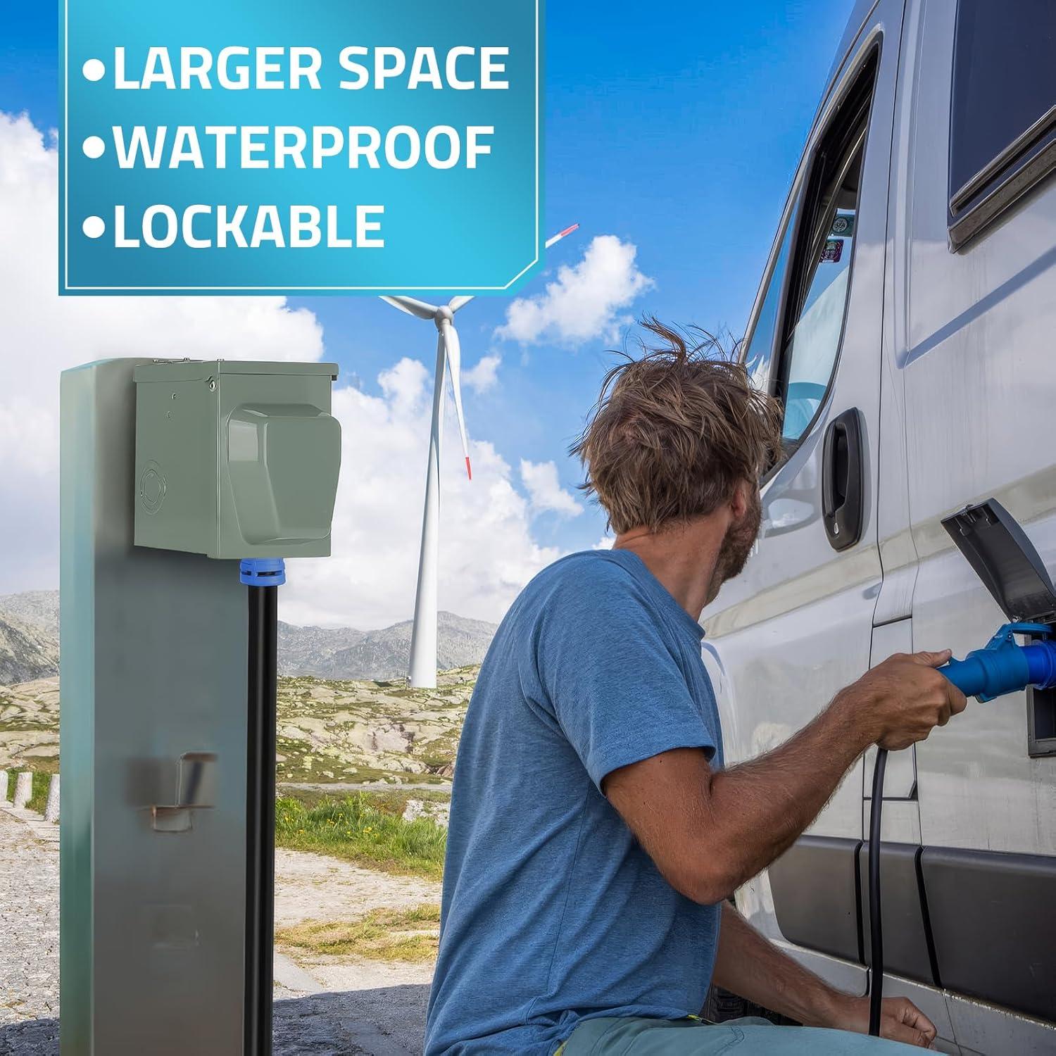 Caja de Salida de Energía RV PAULINN 30A Nema TT-30R Impermeable