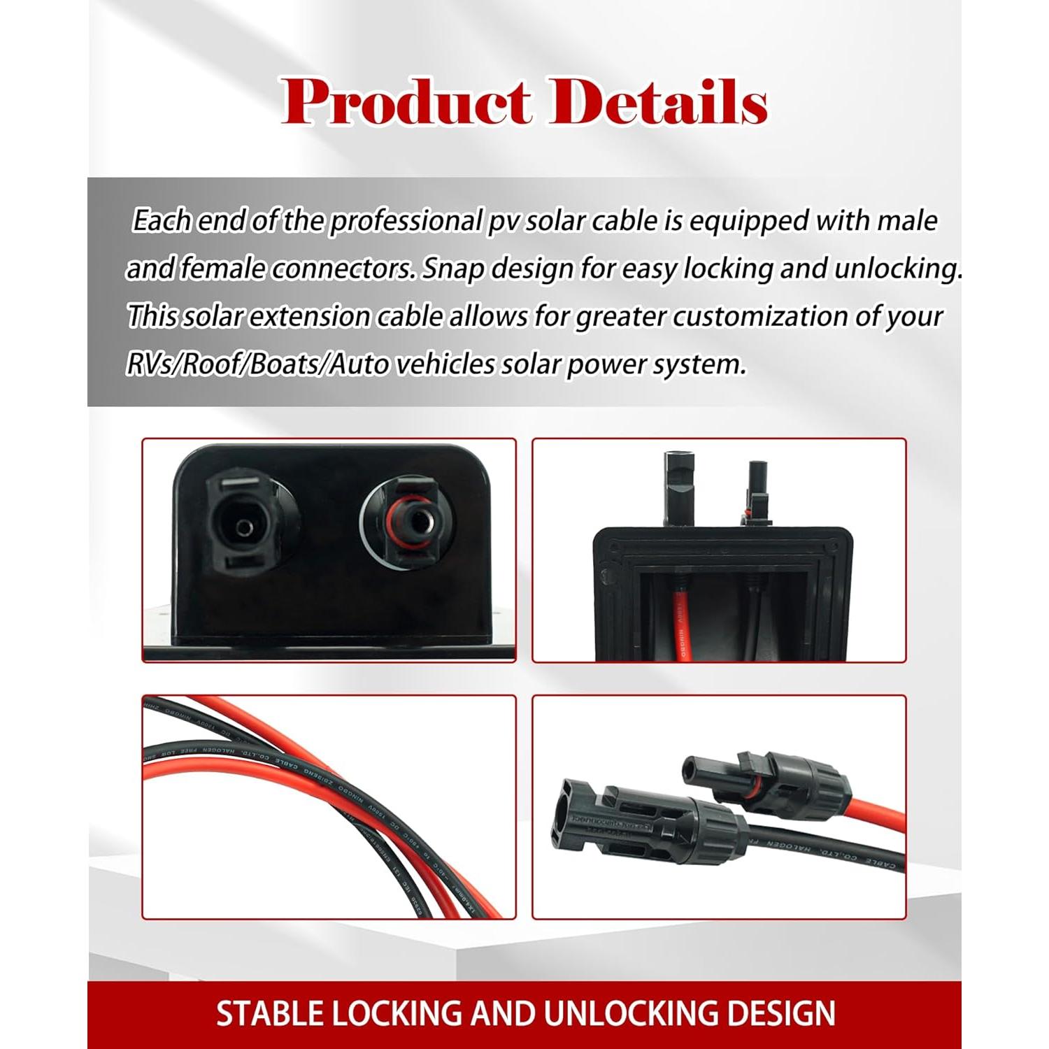 Cable Solar Extensión 0.91m Maigoo con Conectores MC4