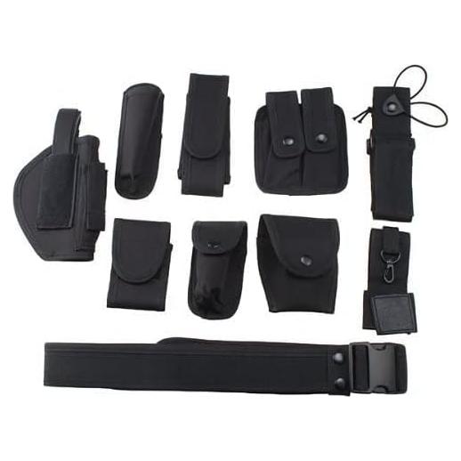 Cinturón Táctico Bargain Crusader Ajustable 9 Bolsillos Negro