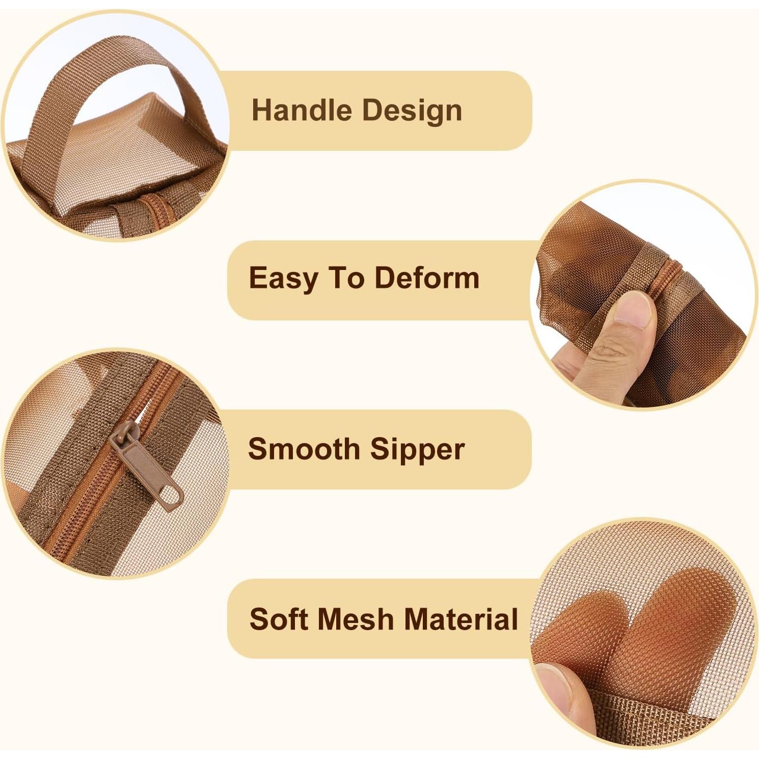 Bolsa de Malla con Cremallera uxcell 10.5x5x6 cm 3 Pcs Nylon