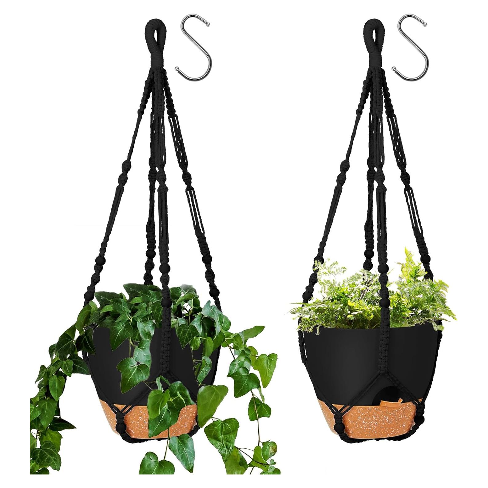 Macetas Colgantes GARDIFE 25 cm Autorriego Paquete de 2 Negro