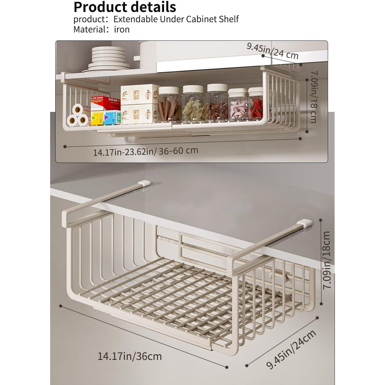 Cesta de Almacenamiento Expandible Bajo Estante Janebert Negro