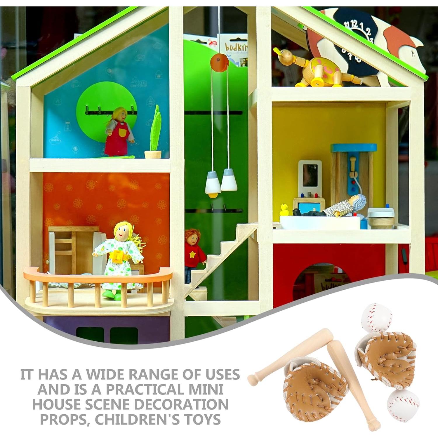 Conjunto de Casa de Muñecas Béisbol Ciieeo con 2 Mini Bates y 2 Pelotas